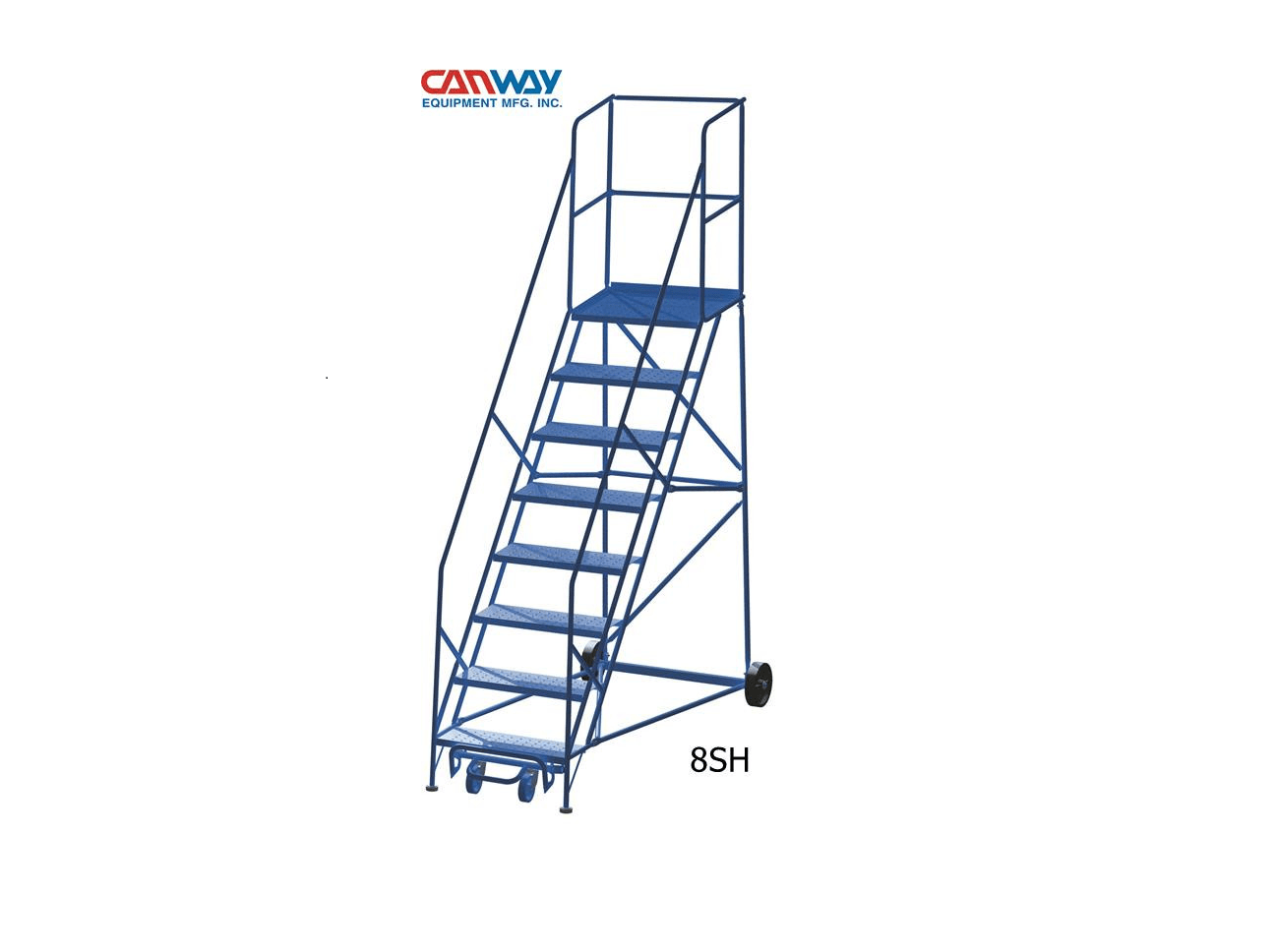Safety Angle Mobile Ladder Stand 8 Steps AREIC Inc.