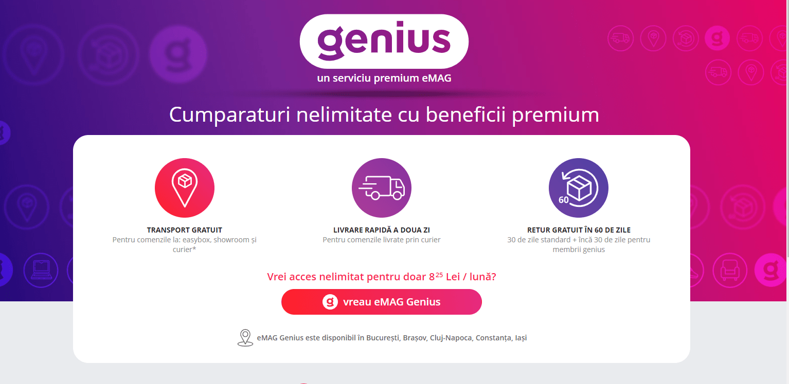 eMAG a lansat Genius - serviciul premium cu livrare rapida si gratuita