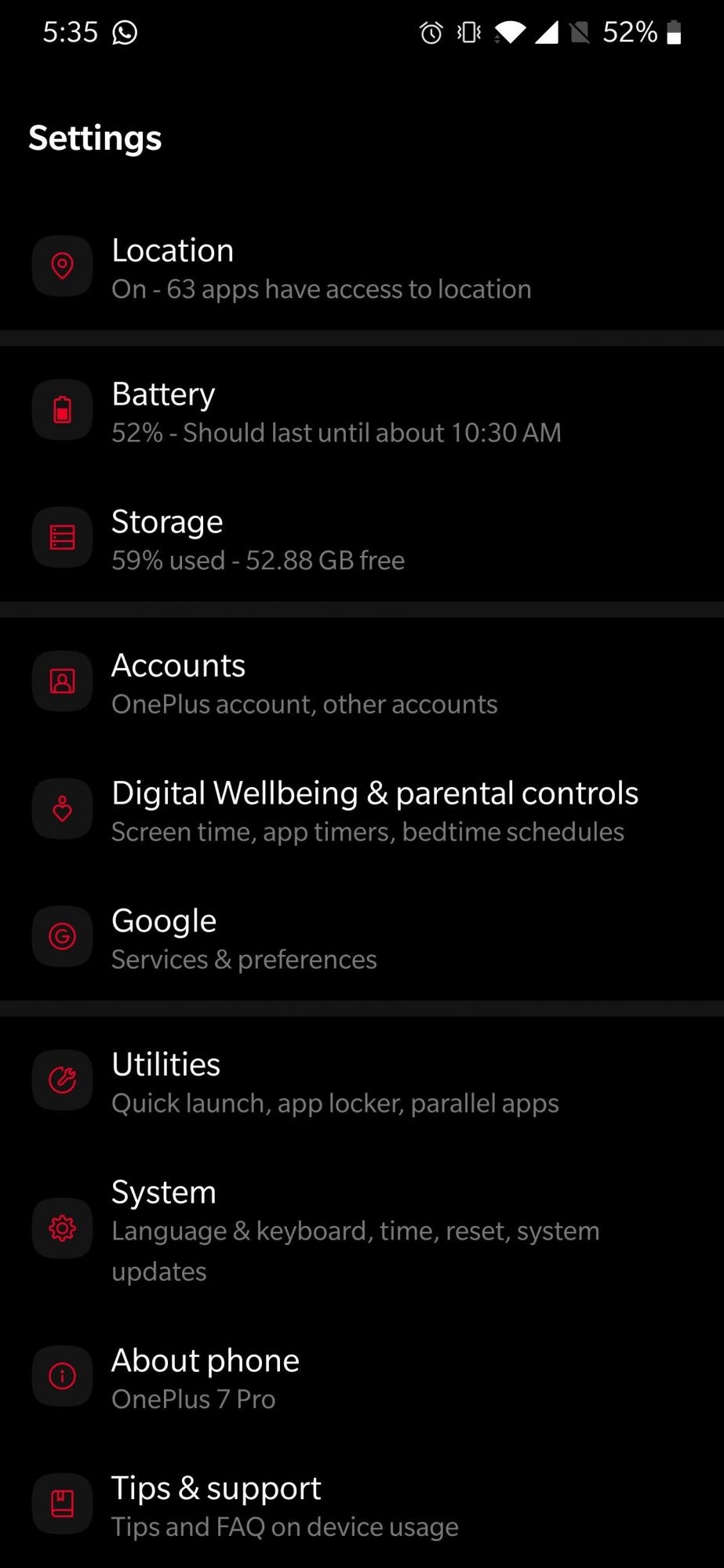 Settings -> Google