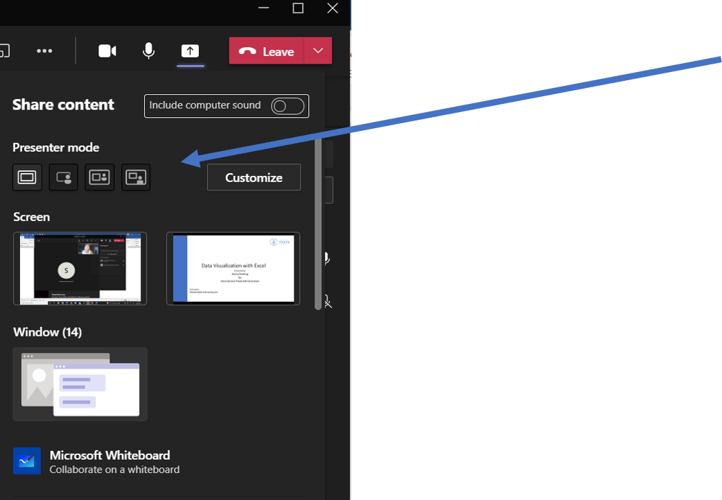 Sharing Presenter Views in Teams Arena Training