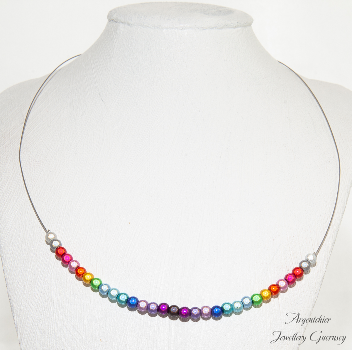Rainbow Illusion Bead and Wire Necklace Argentchier Jewellery Guernsey