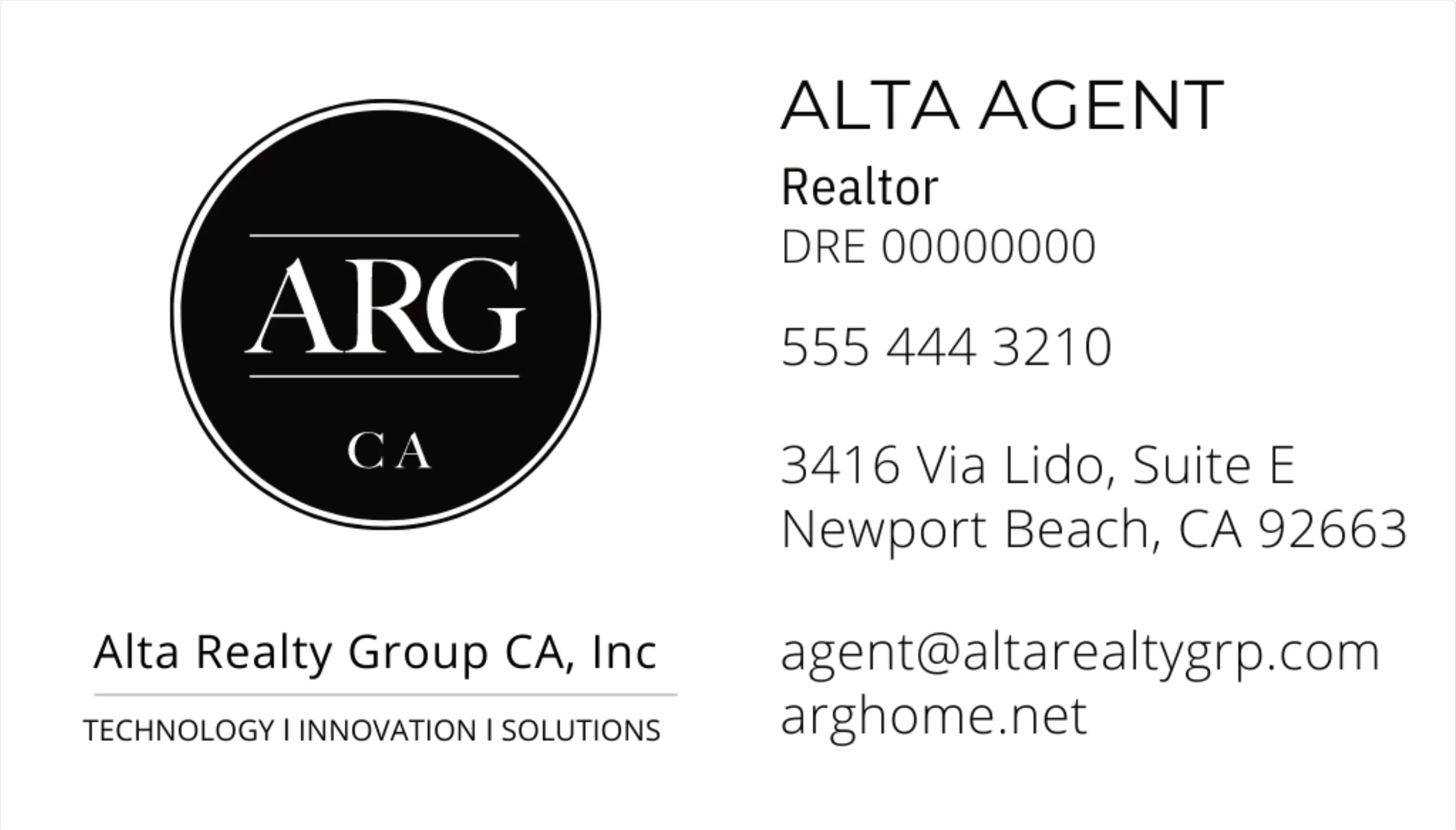 Business Cards Alta Realty Group