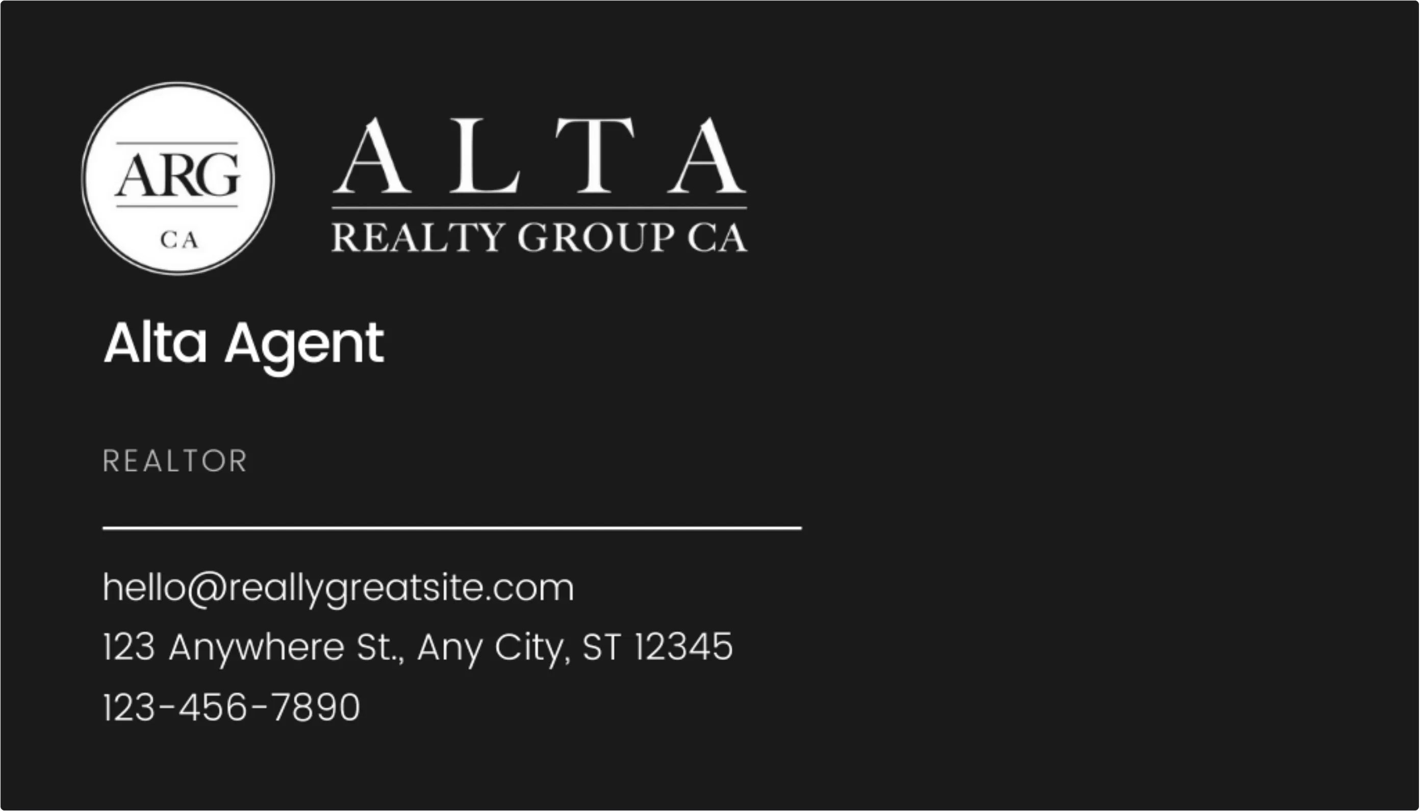 Business Cards Alta Realty Group