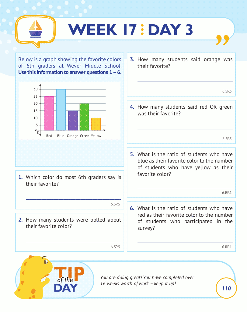 6th Grade Common Core Math: Daily Practice Workbook Part II: Free