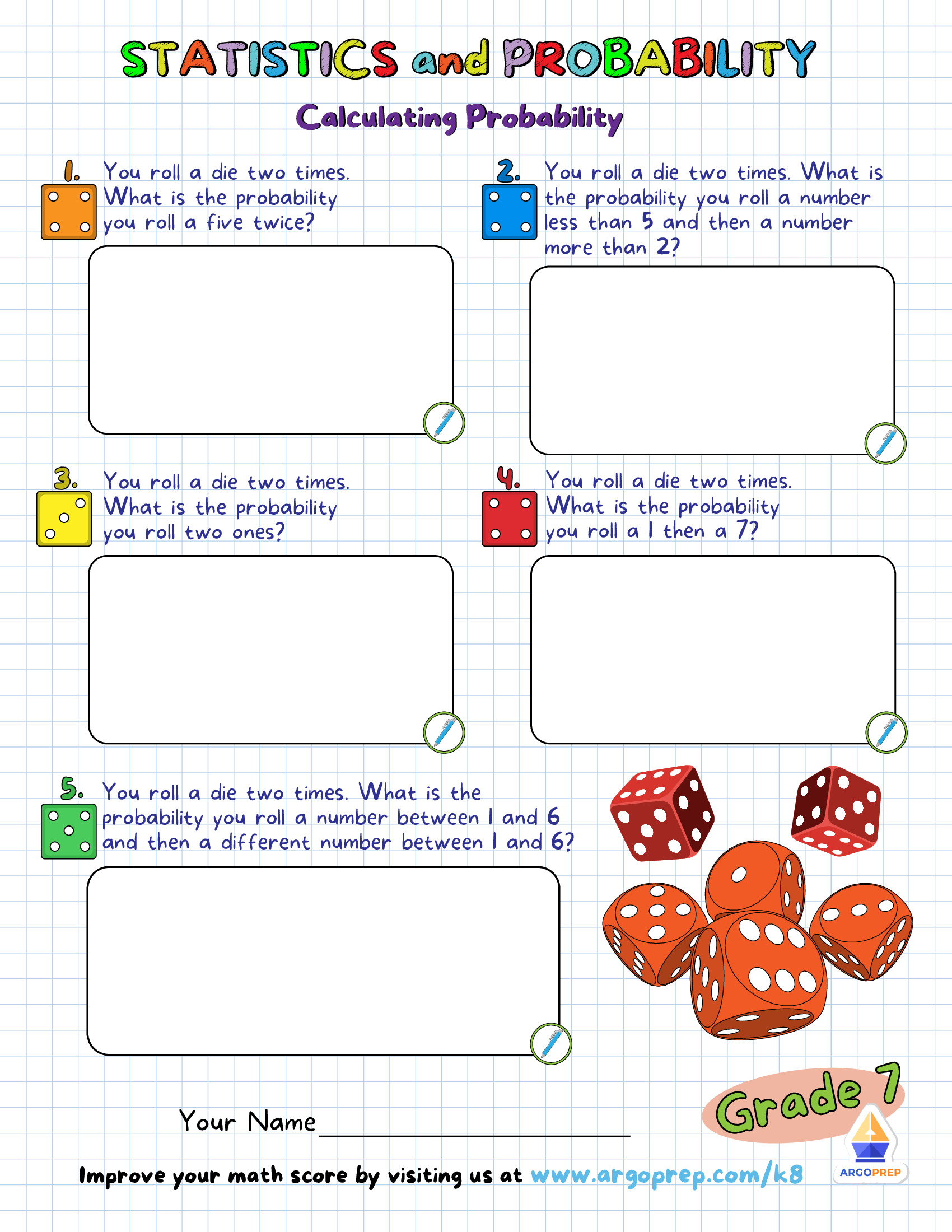 Rolling Dice Probability Worksheets