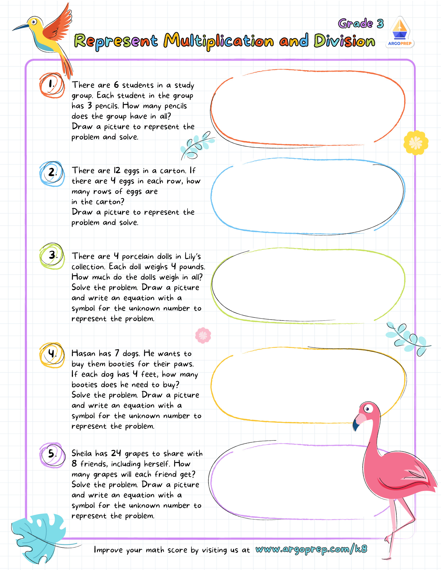 Multiplication Story Problems 3rd Grade Worksheet - ArgoPrep