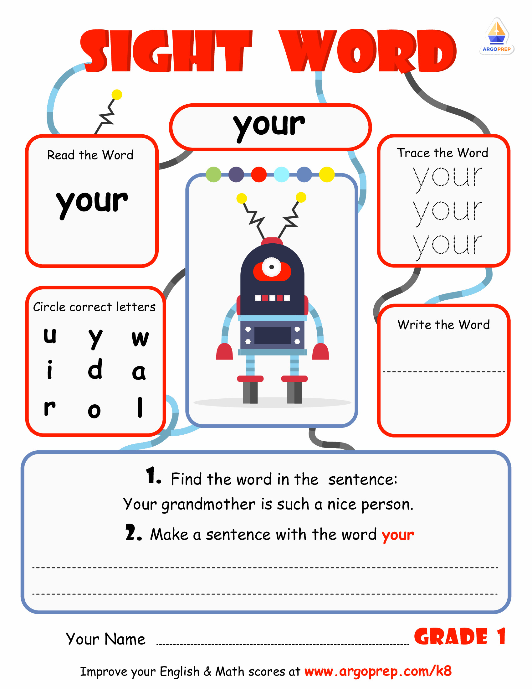 Your" Sight Word Worksheet - Argoprep