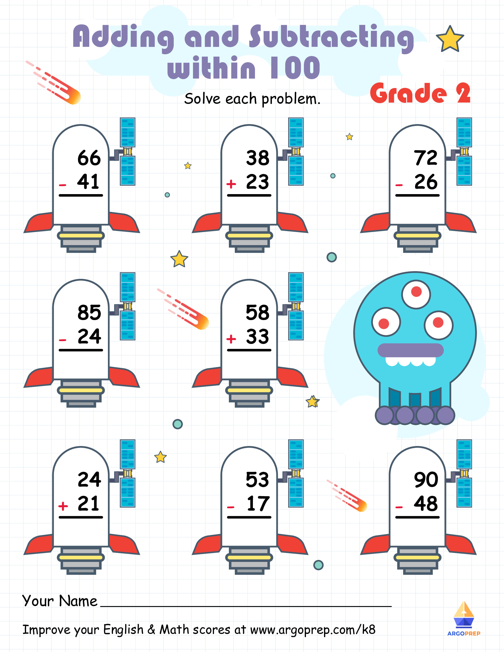 Addition and Subtraction for 2nd Graders Worksheets