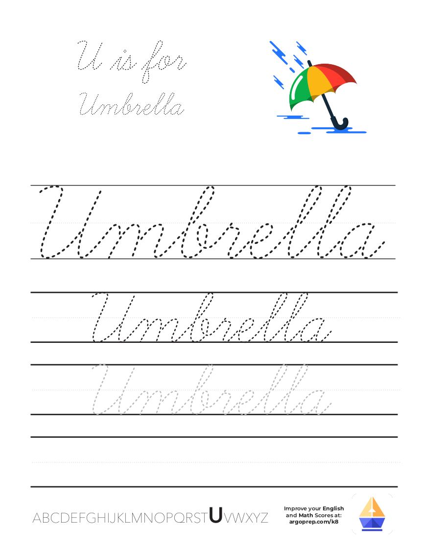 Cursive U is for Umbrella ArgoPrep