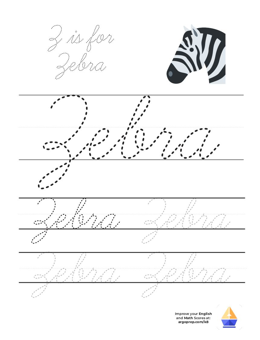 Cursive Z is for Zebra ArgoPrep
