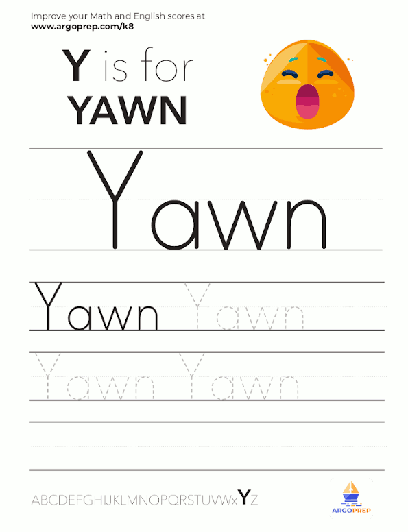 Trace the word “Yawn” ArgoPrep
