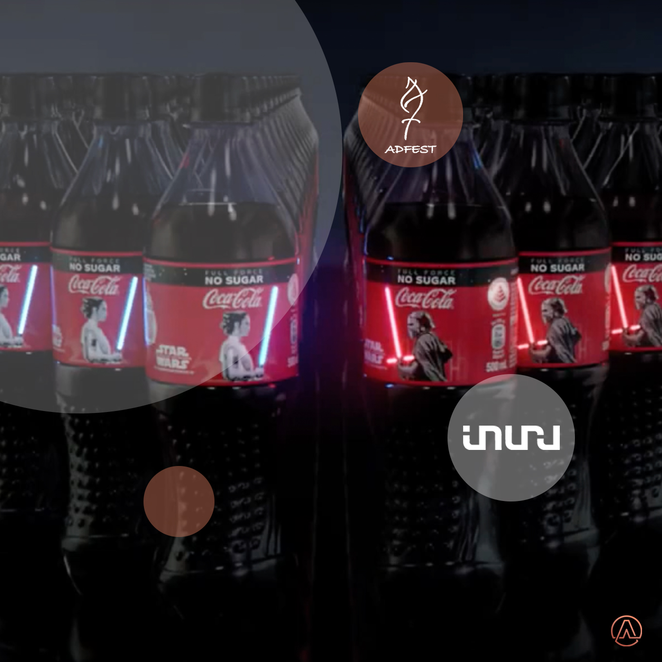 Galaxy bottles of CocaCola and Inuru with ADFEST 2021 awards ARIA