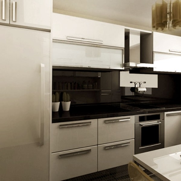 Slab Kitchen Door in Solid Light Beige AKC