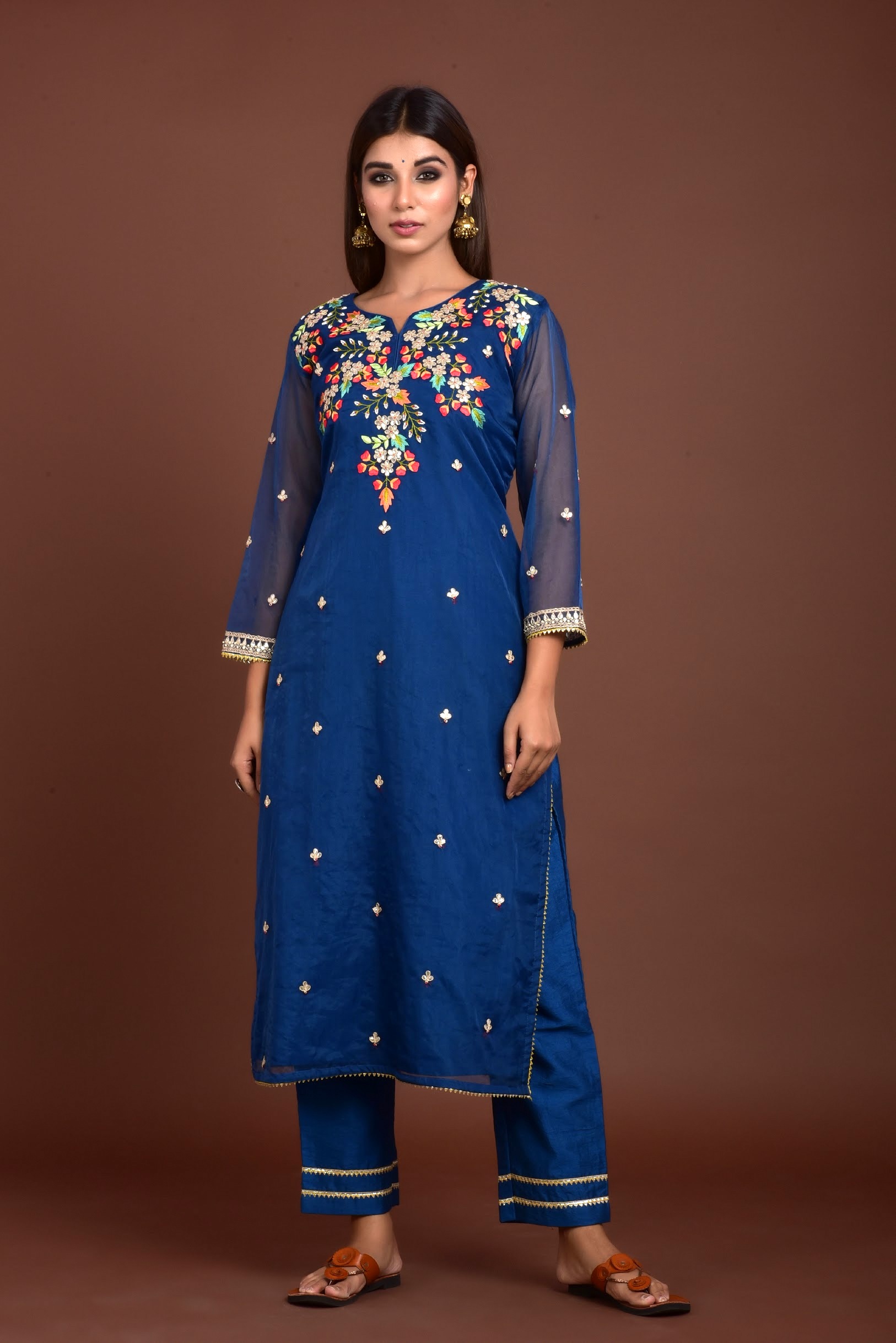 ORGANZA KURTA WITH SILK PANT SET Ariha Jaipur