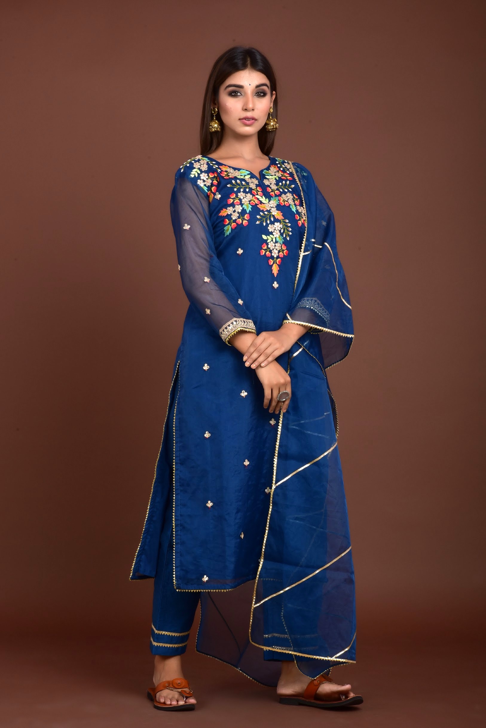 ORGANZA KURTA WITH SILK PANT SET Ariha Jaipur