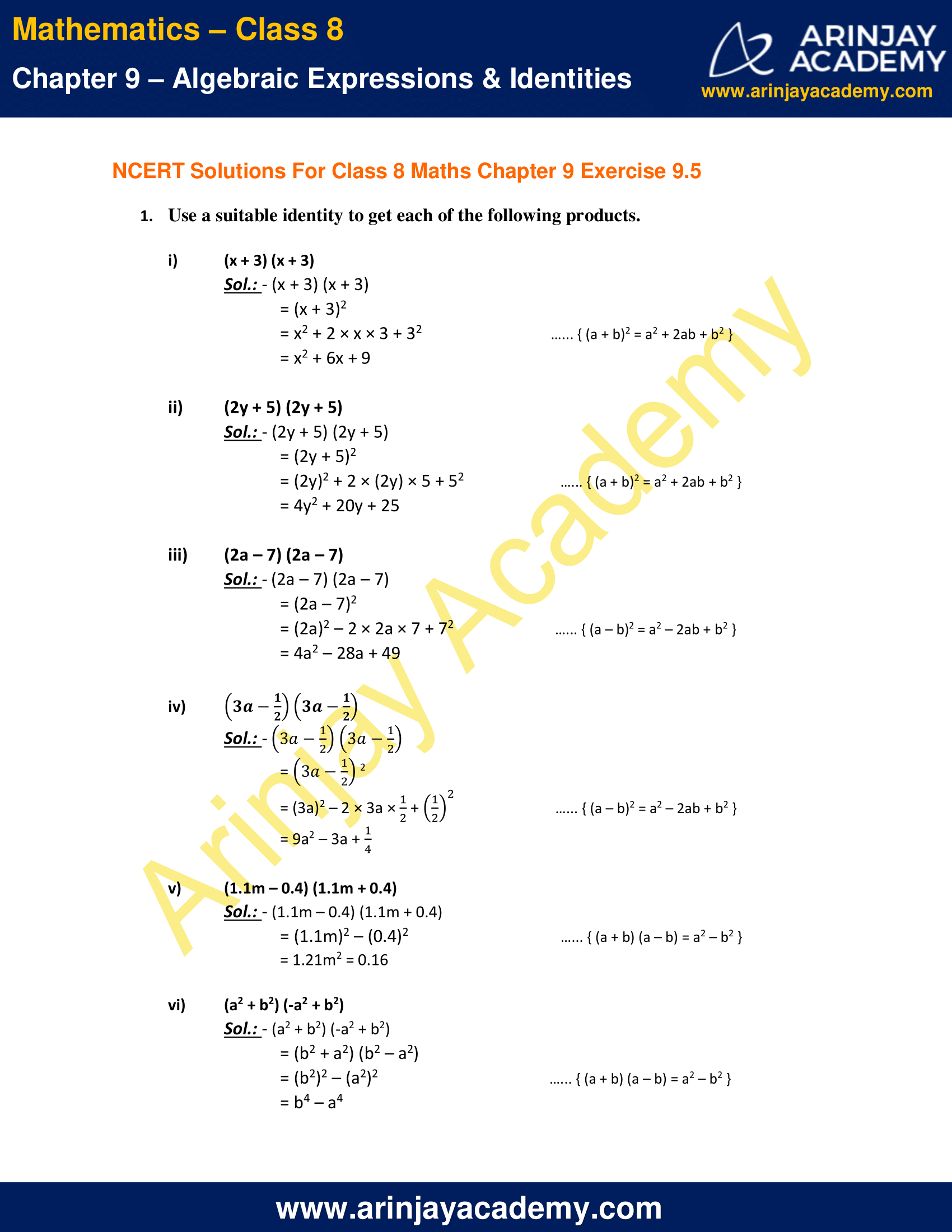 NCERT Solutions For Class 8 Maths Chapter 9 Exercise 9.5