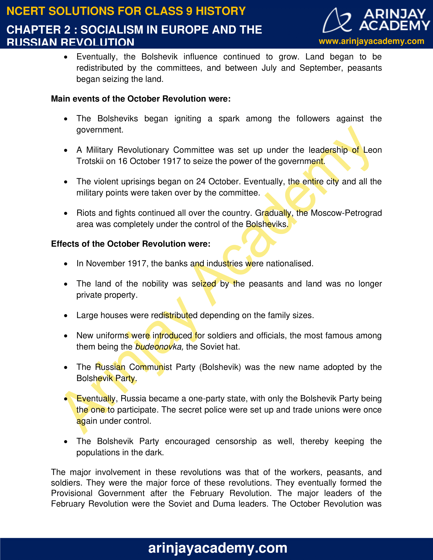 NCERT Solutions for Class 9 History Chapter 2 Arinjay Academy