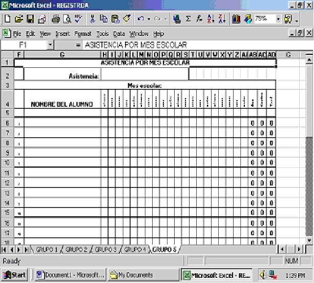 Asistencia por mes escolar Edúcate con Excel y algo más