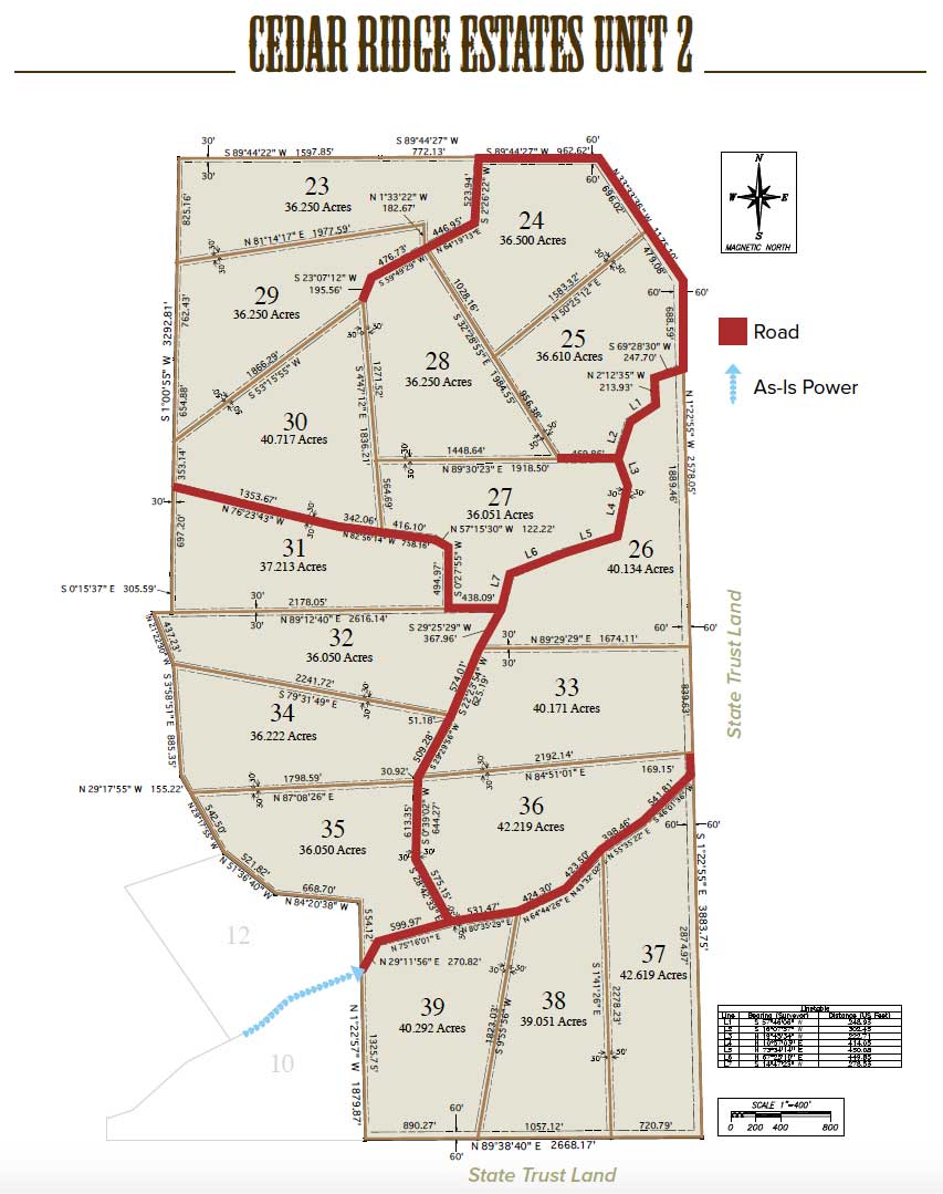 Cedar Ridge Estates Maps Arizona Land for Sale