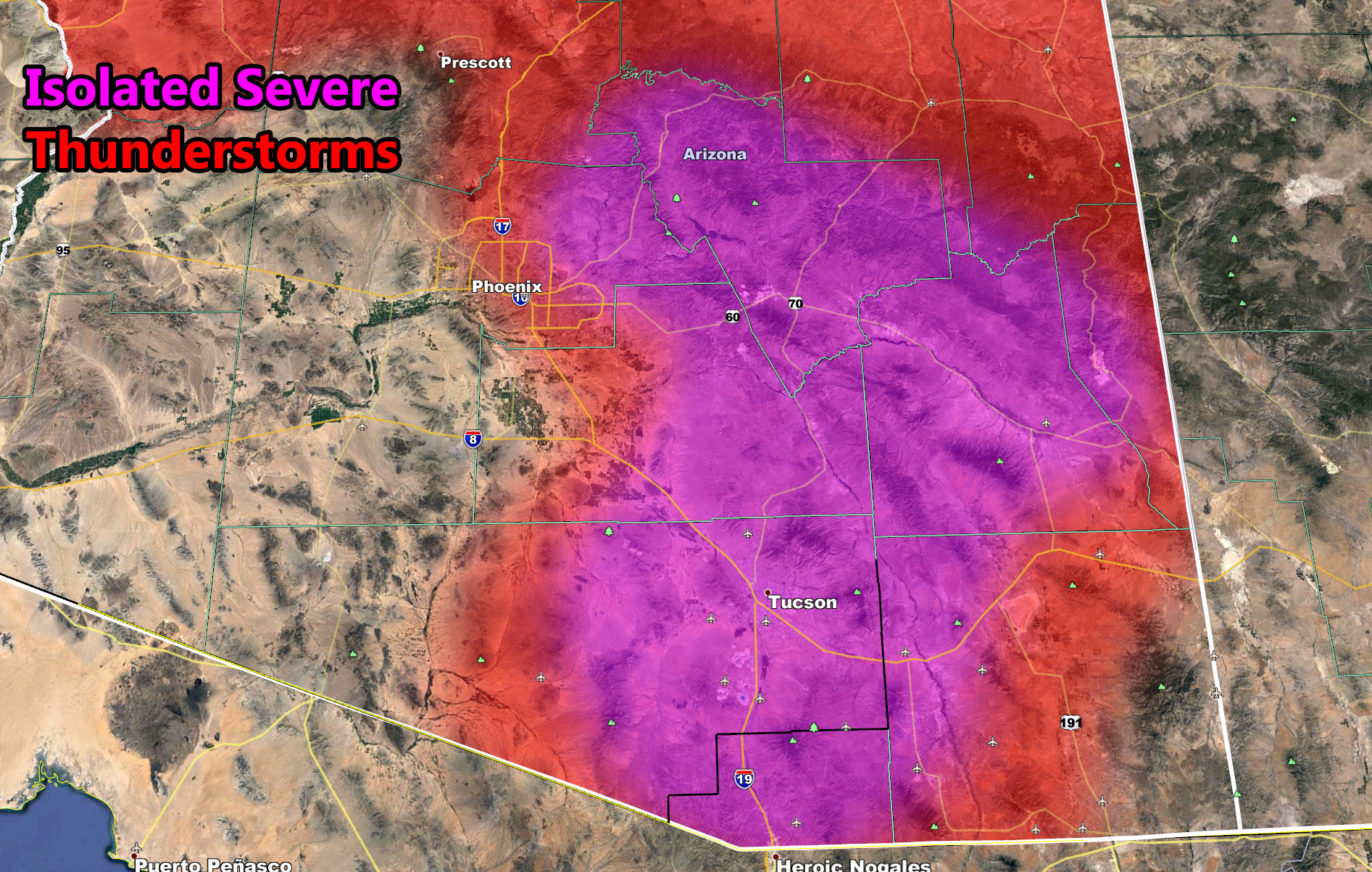 Thunderstorm Watch Issued For Eastern Phoenix Metros to Tucson As
