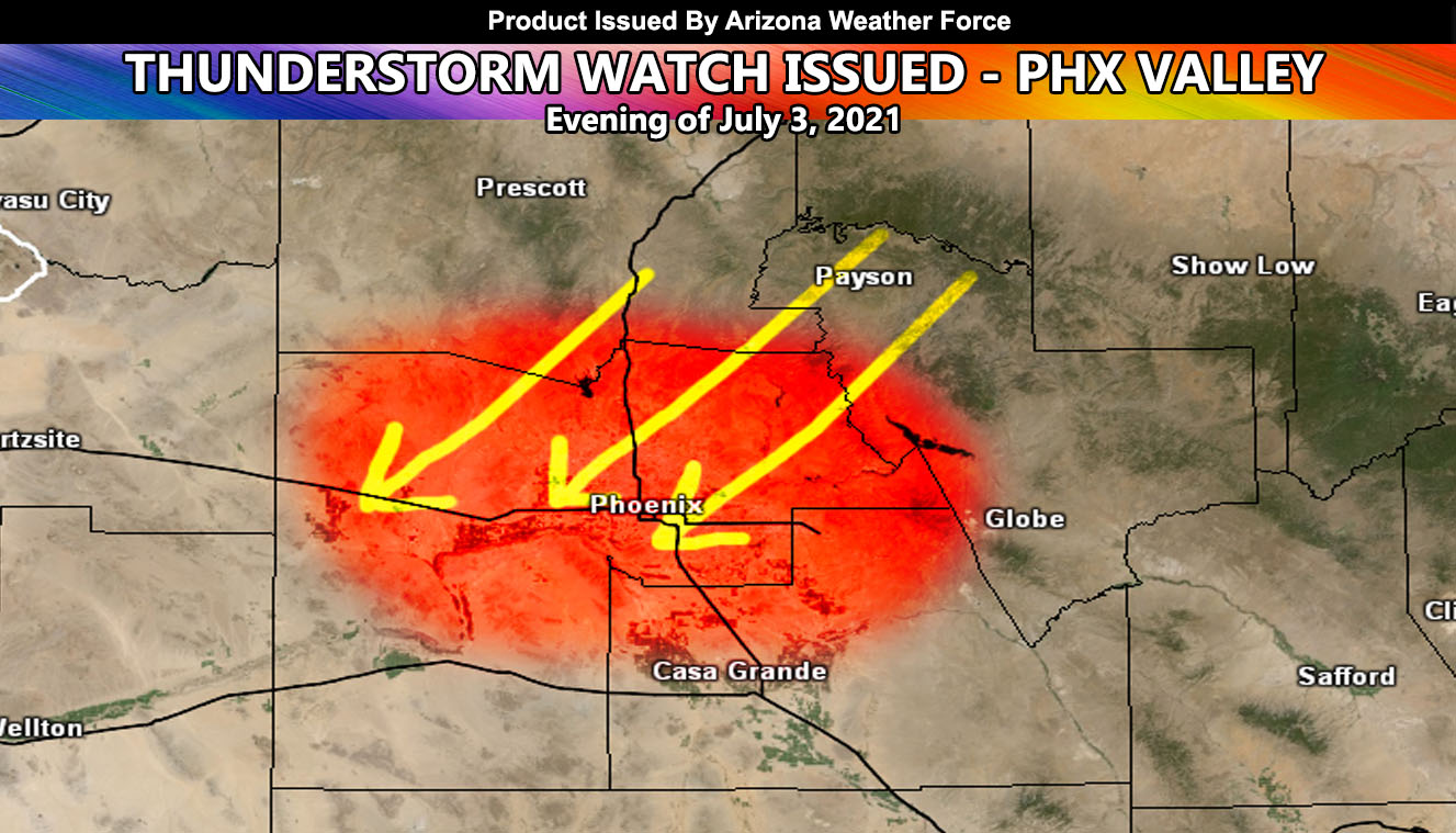 Thunderstorm Watch Issued For Phoenix Valley Forecast Area For This
