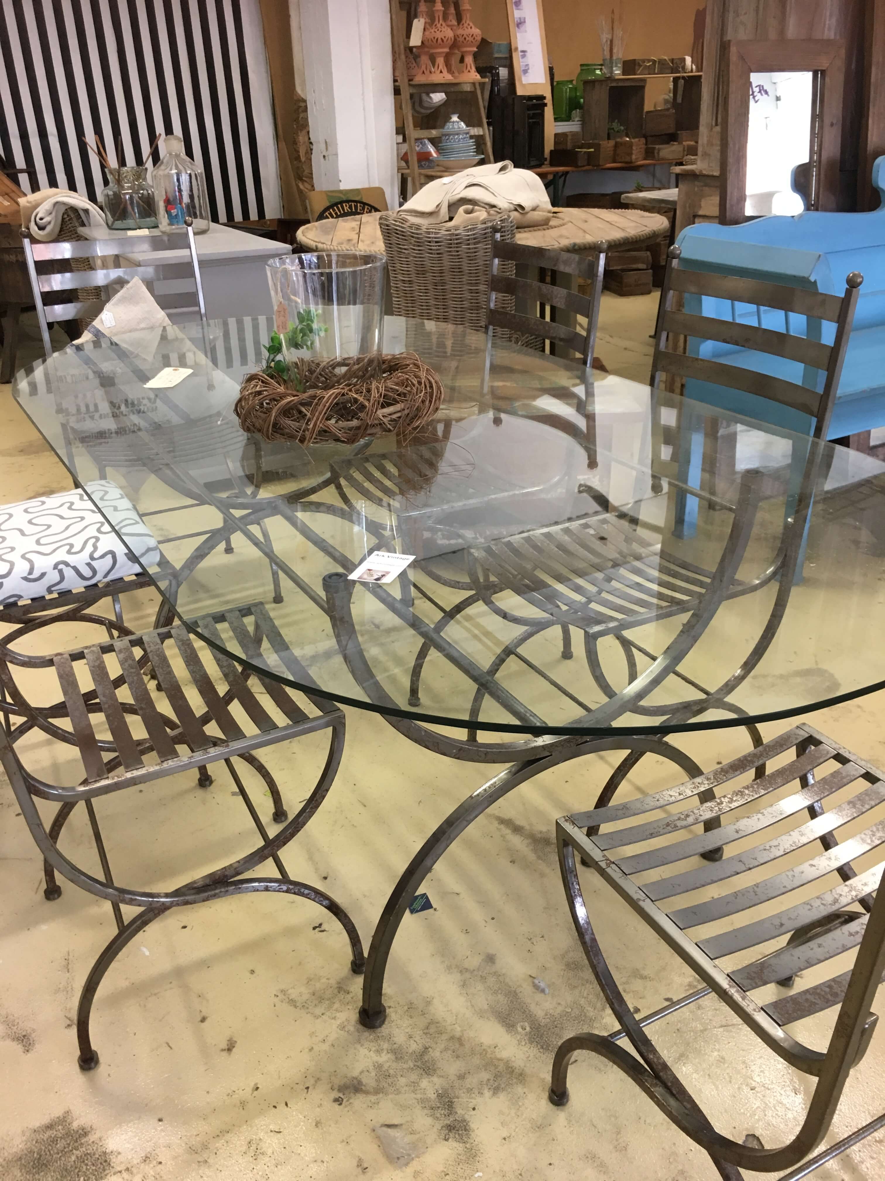 Glass top/metal base dining set — Ark Vintage Vintage, Retro, Urban