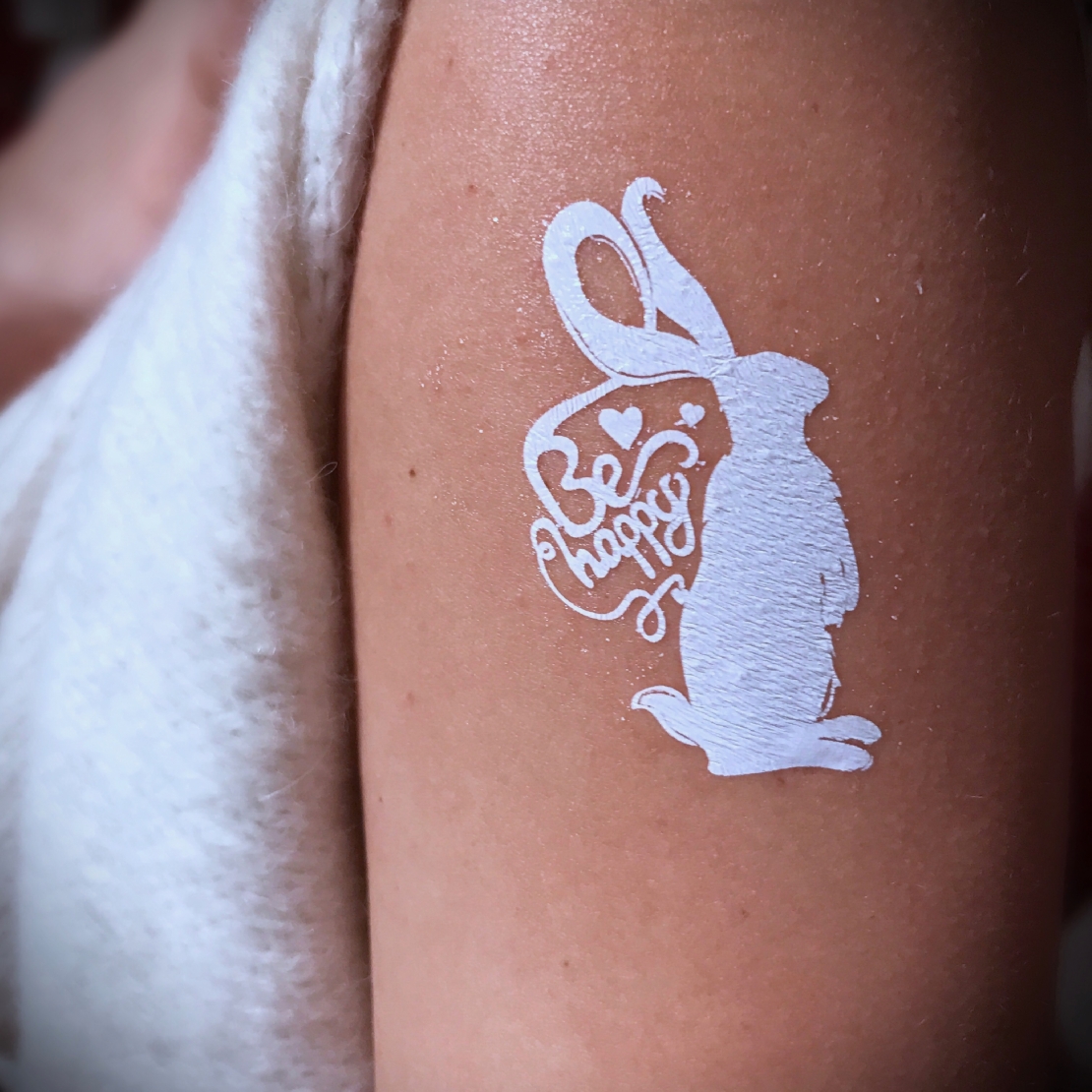 Temporary tattoo buy White rabbit Be happy White