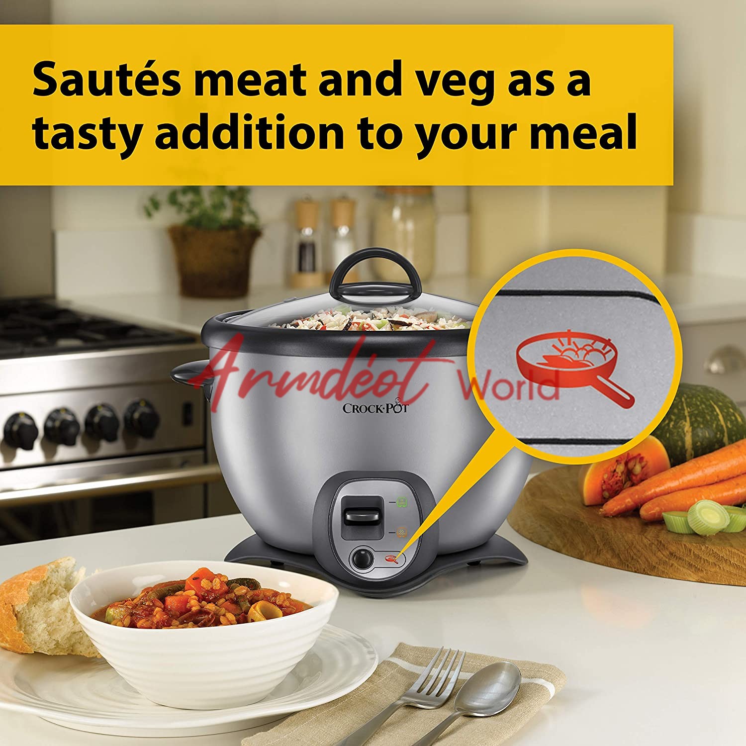 Crockpot 2.2L Rice Cooker Silver Armdeot Interiors