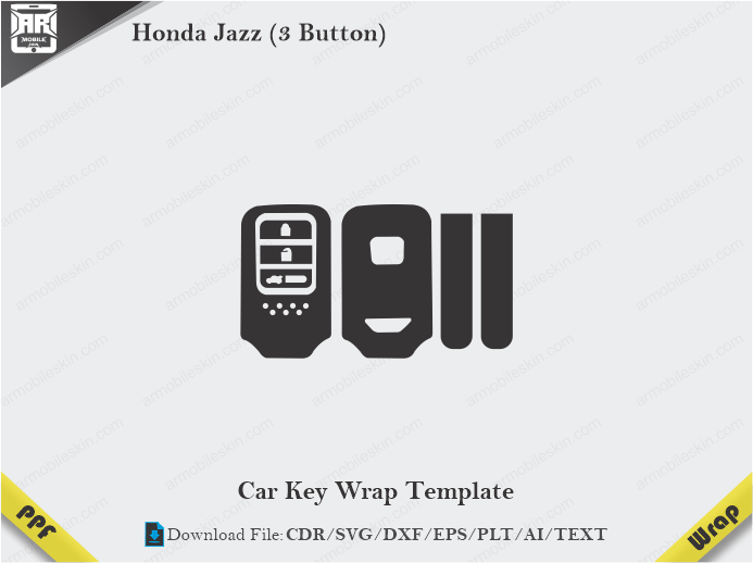Honda Jazz (3 Button) Car Key Wrap Template Vector ARMOBILESKIN