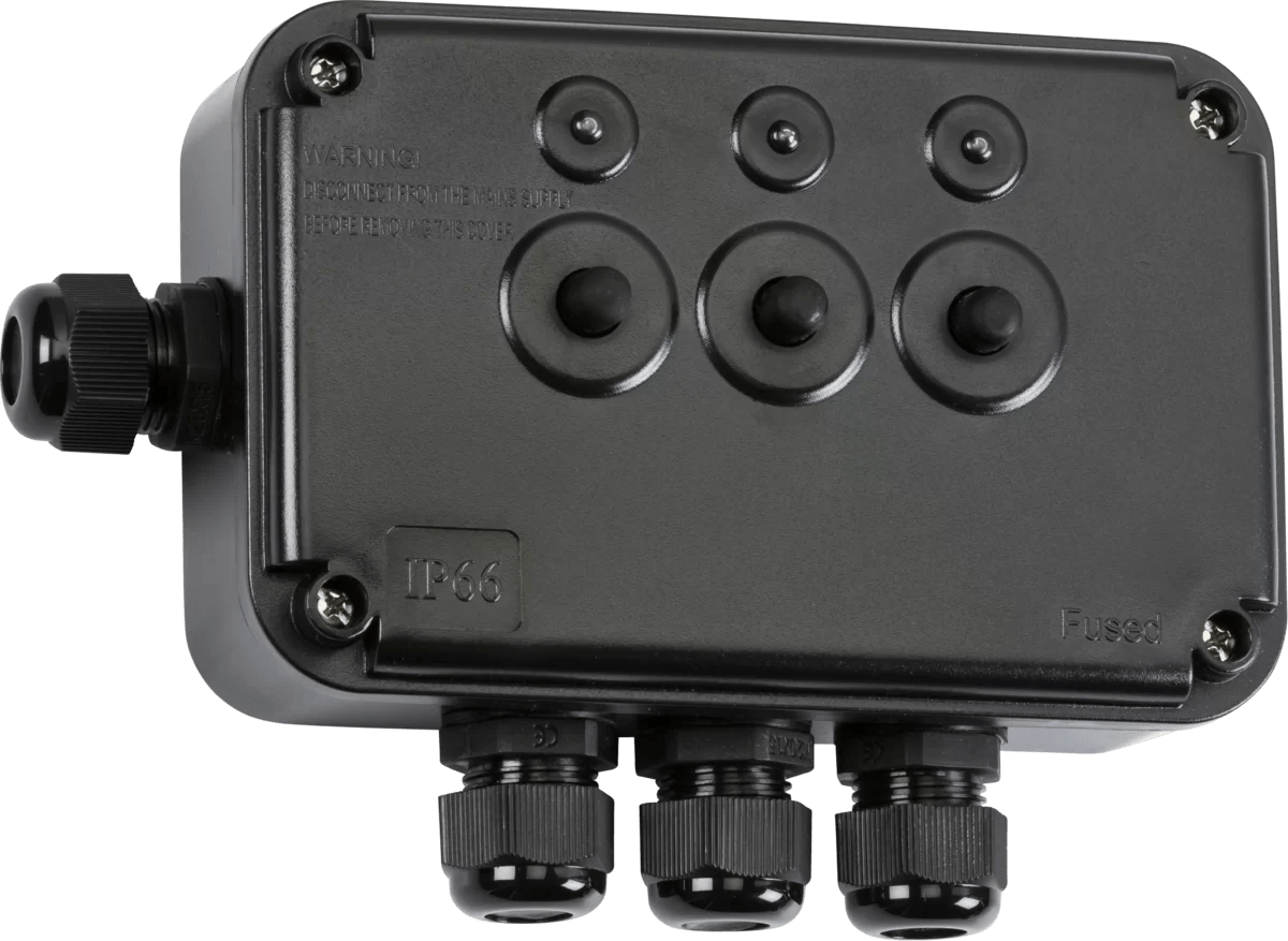 Waterproof 3 Gang Outdoor Switch Box Black IP66