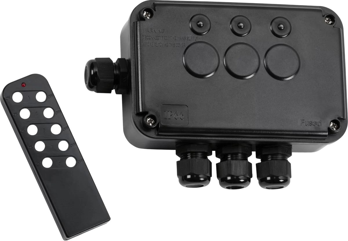 Waterproof 3 Gang Remote Outdoor Switch Box Black IP66