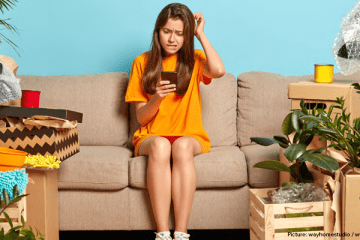 Lady sitting on a sofa