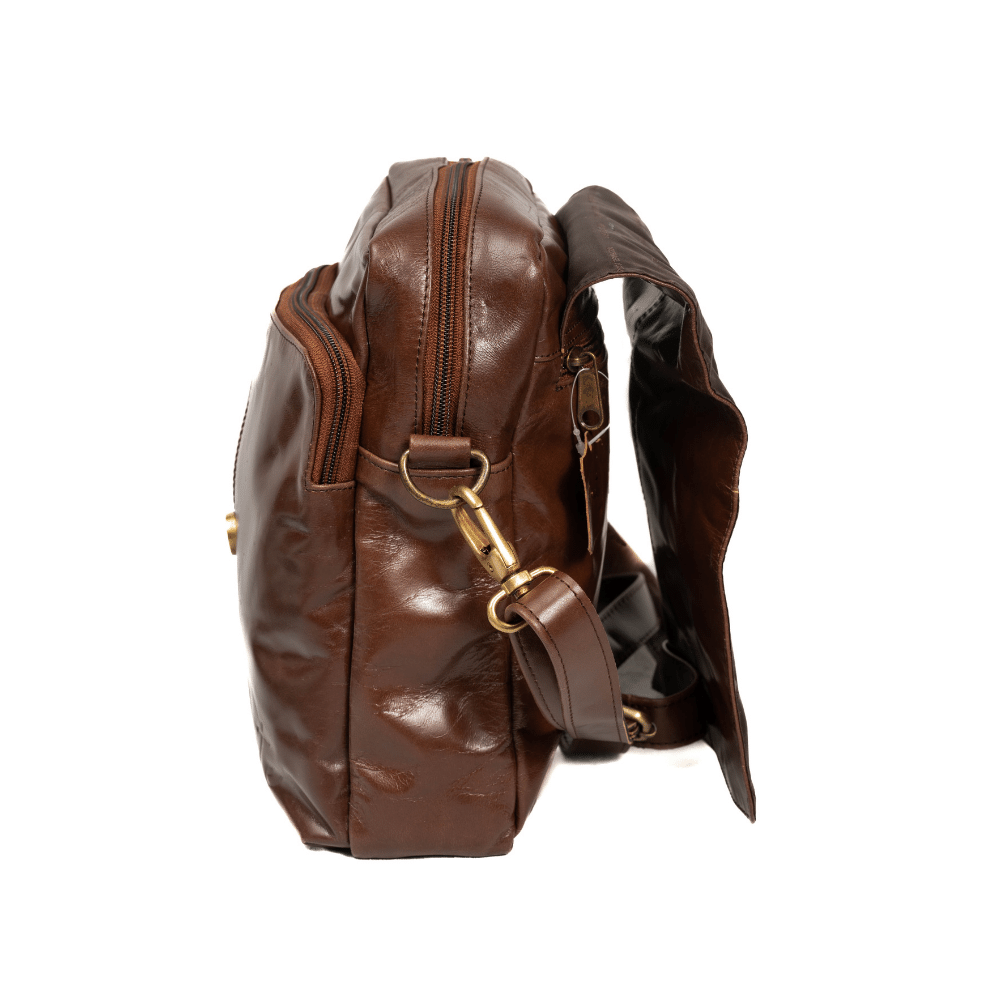 Genuine Leather Tan Crossbody Bag Shoulder Sling With Flap