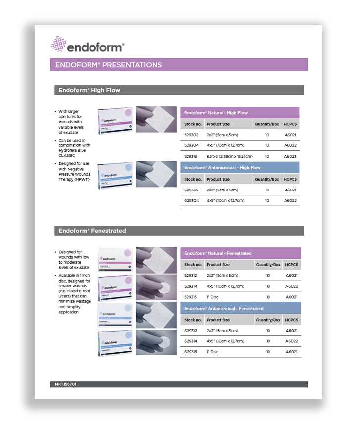 Endoform™ Natural Large High Flow & Endoform™ Presentations Aroa