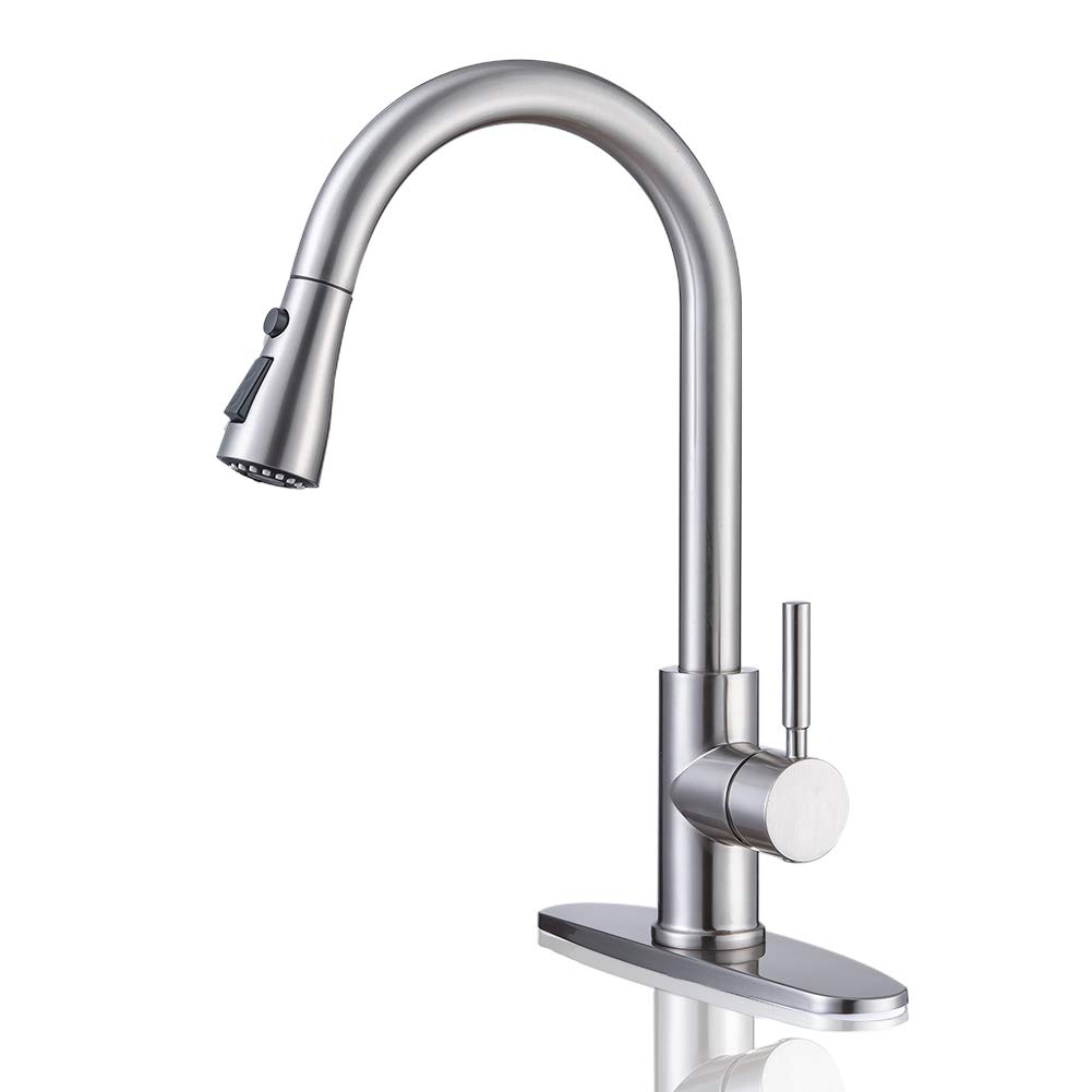 Kitchen Faucet, Kitchen Sink Faucet Arofa Single Handle Stainless Steel Brushed Nickel Pull Down