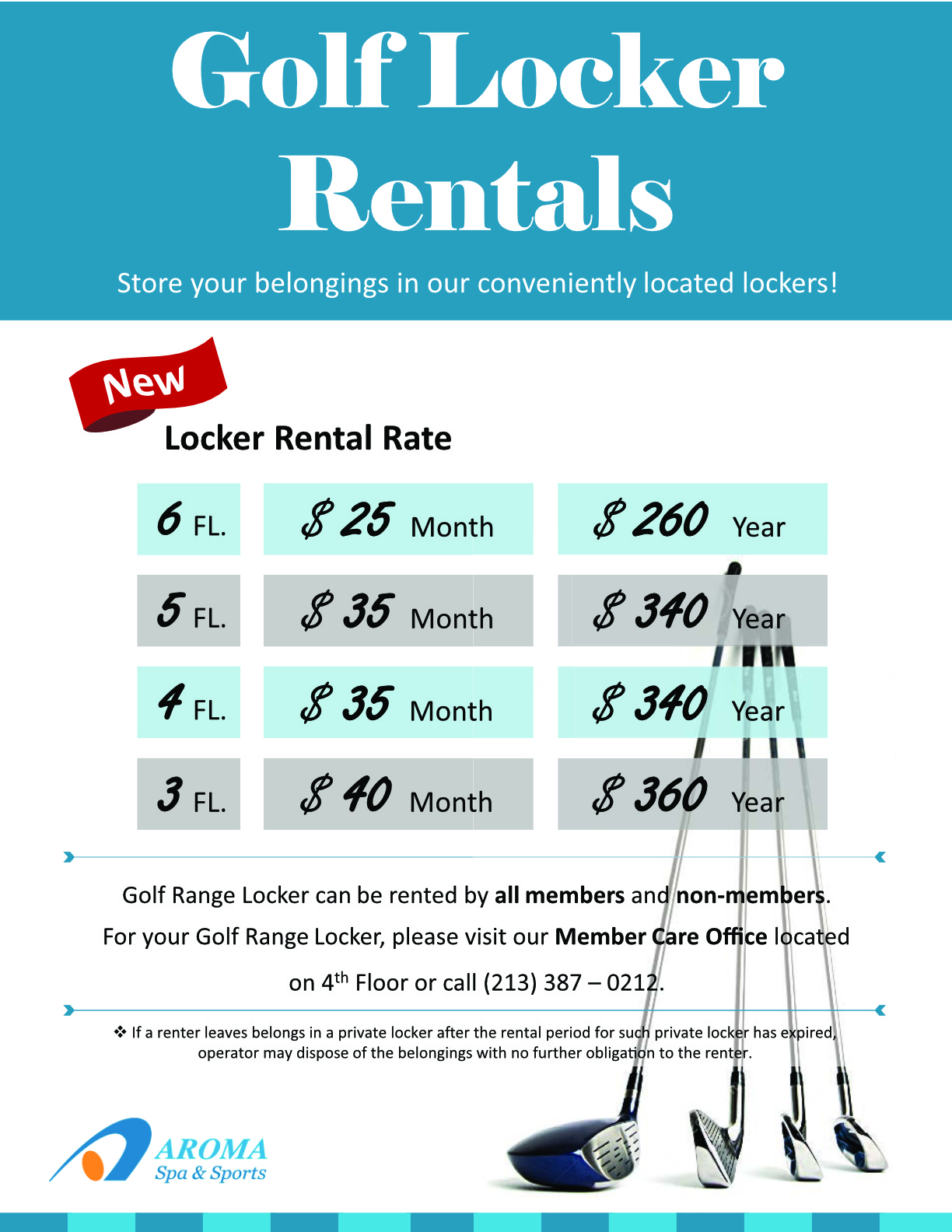 Golf Locker Rentals Aroma Spa & Sports