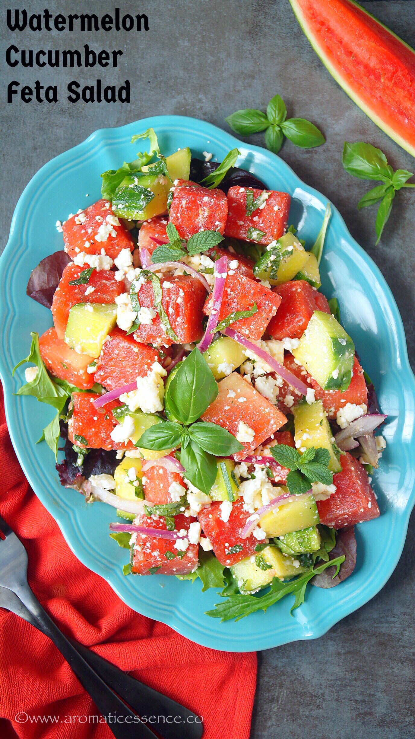 Watermelon Cucumber Feta Salad Watermelon Salad Aromatic Essence