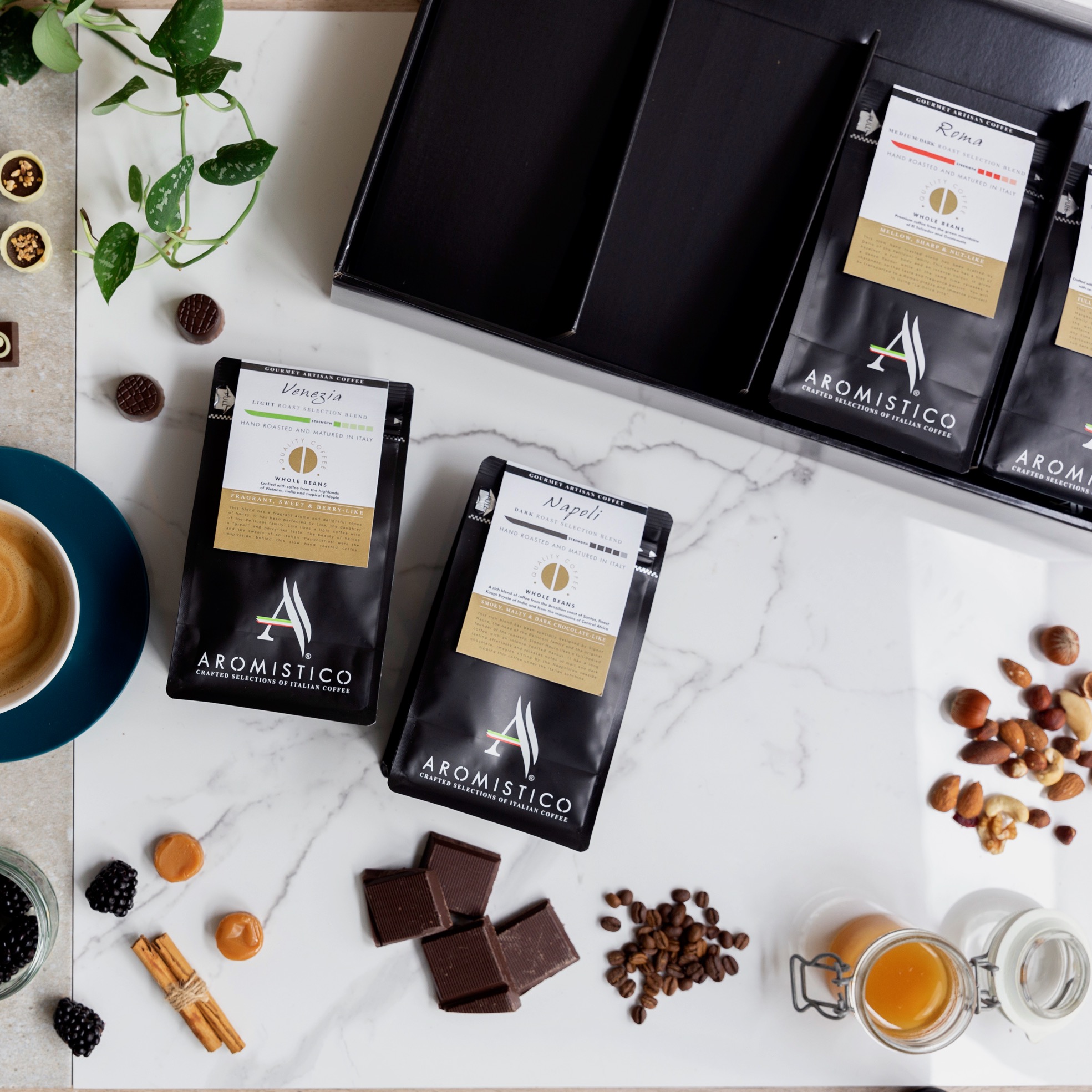AROMISTICO, Gourmet Coffee and Gift Sets. Light, Medium, Dark Roast