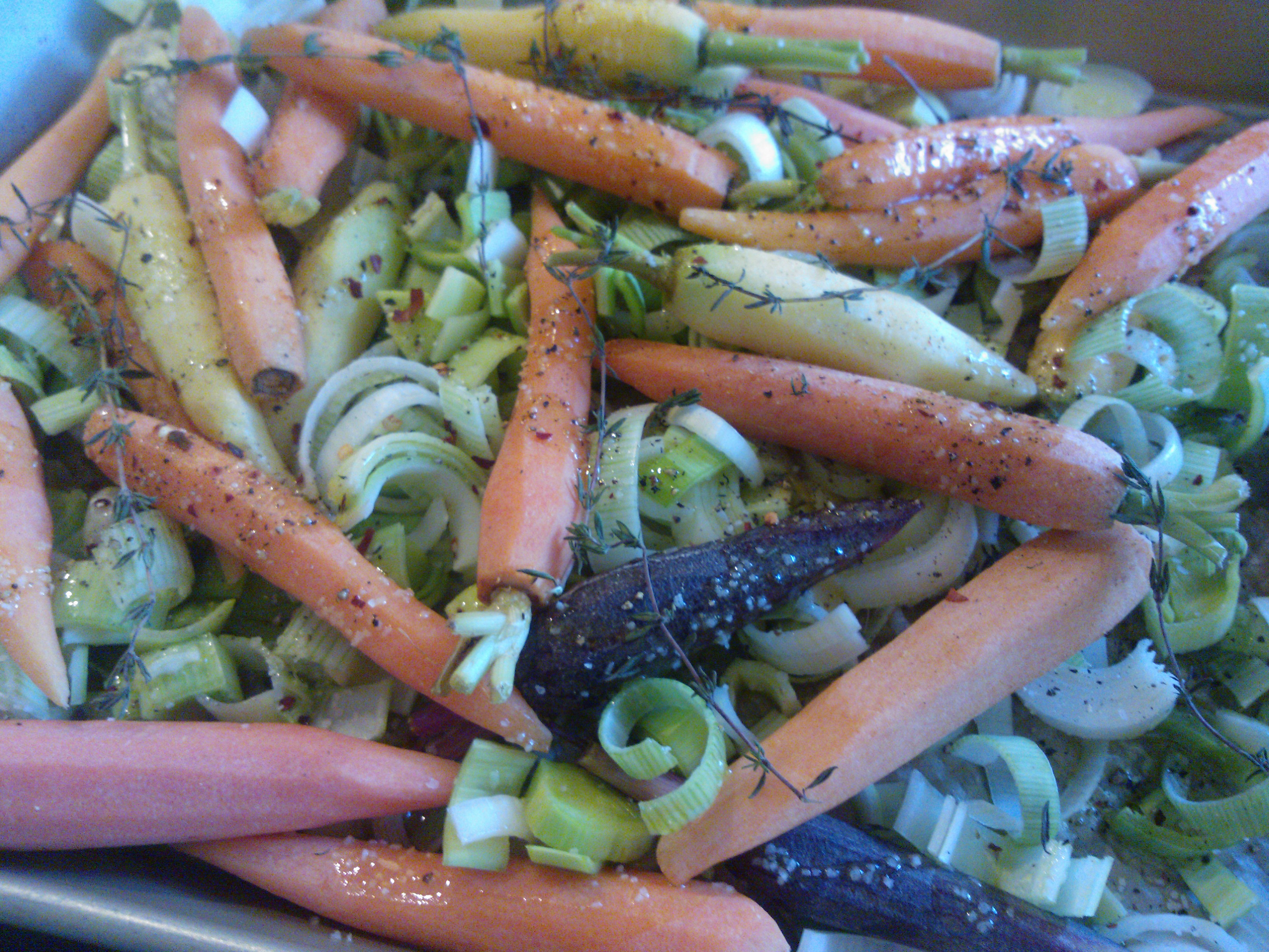 Roasted Carrots & Leeks with Goat Cheese Around Anna's Table