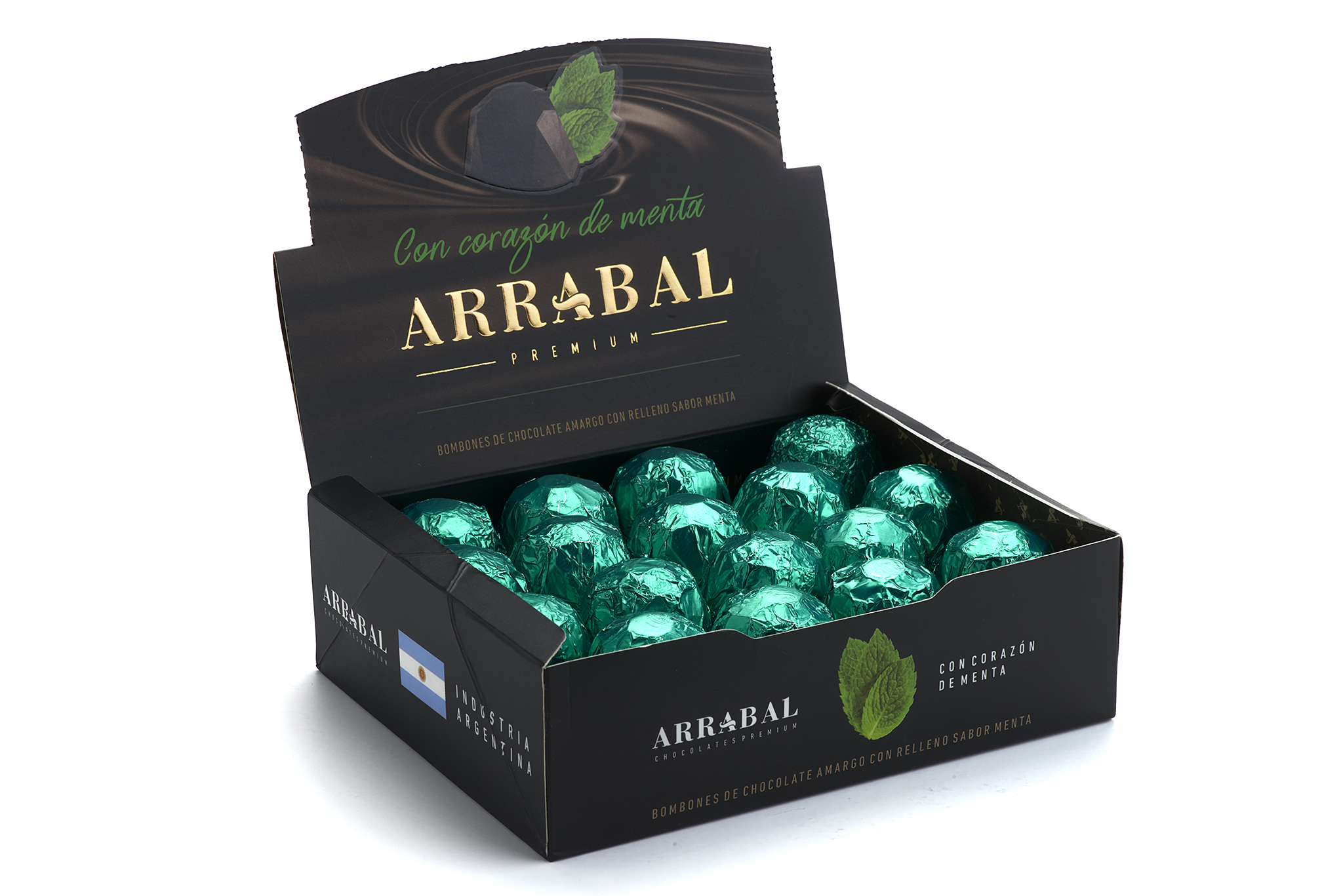 Bombones de Chocolate Negro con Corazón de Menta Paquete de 34