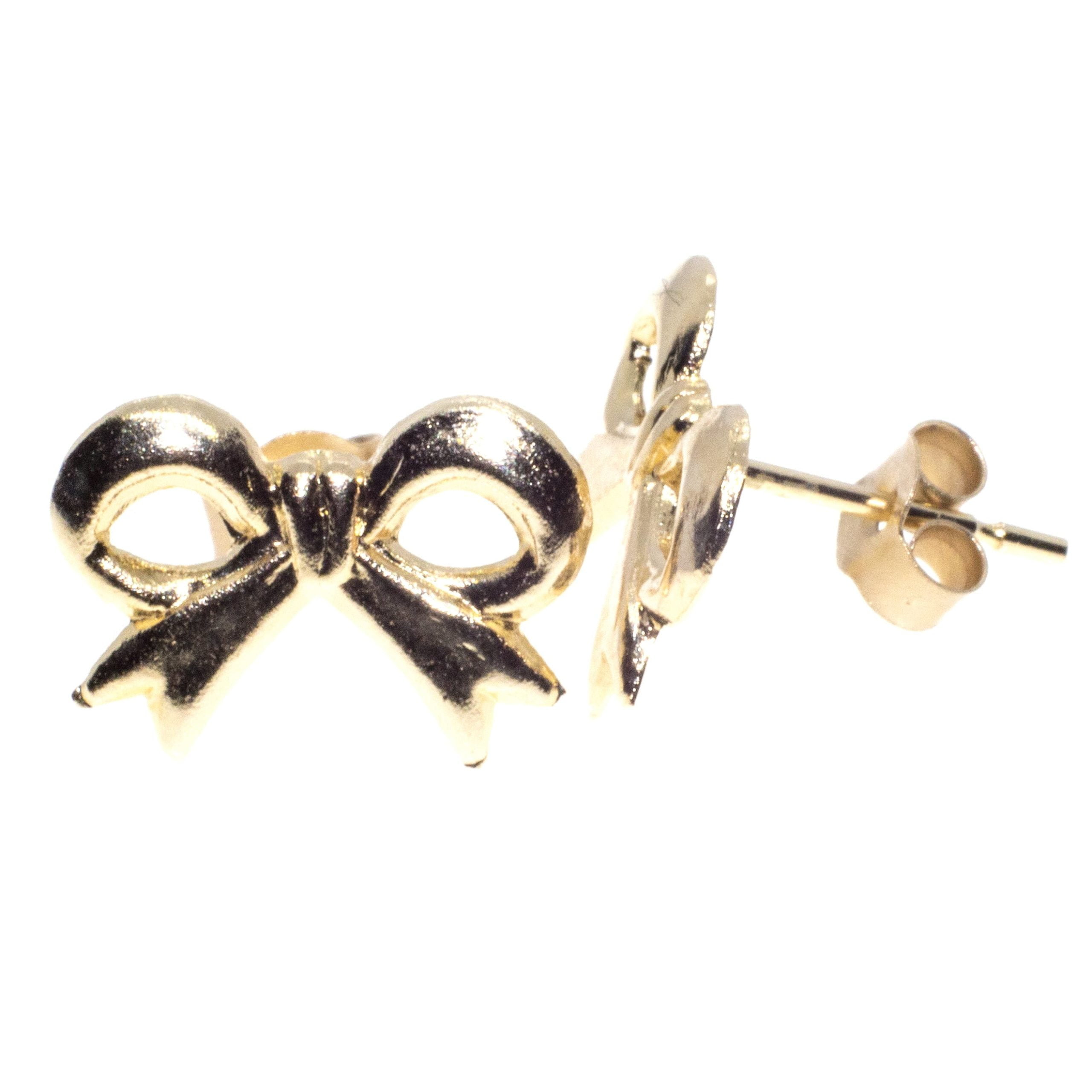 Ribbon bow stud earrings in 9ct yellow gold Arran View
