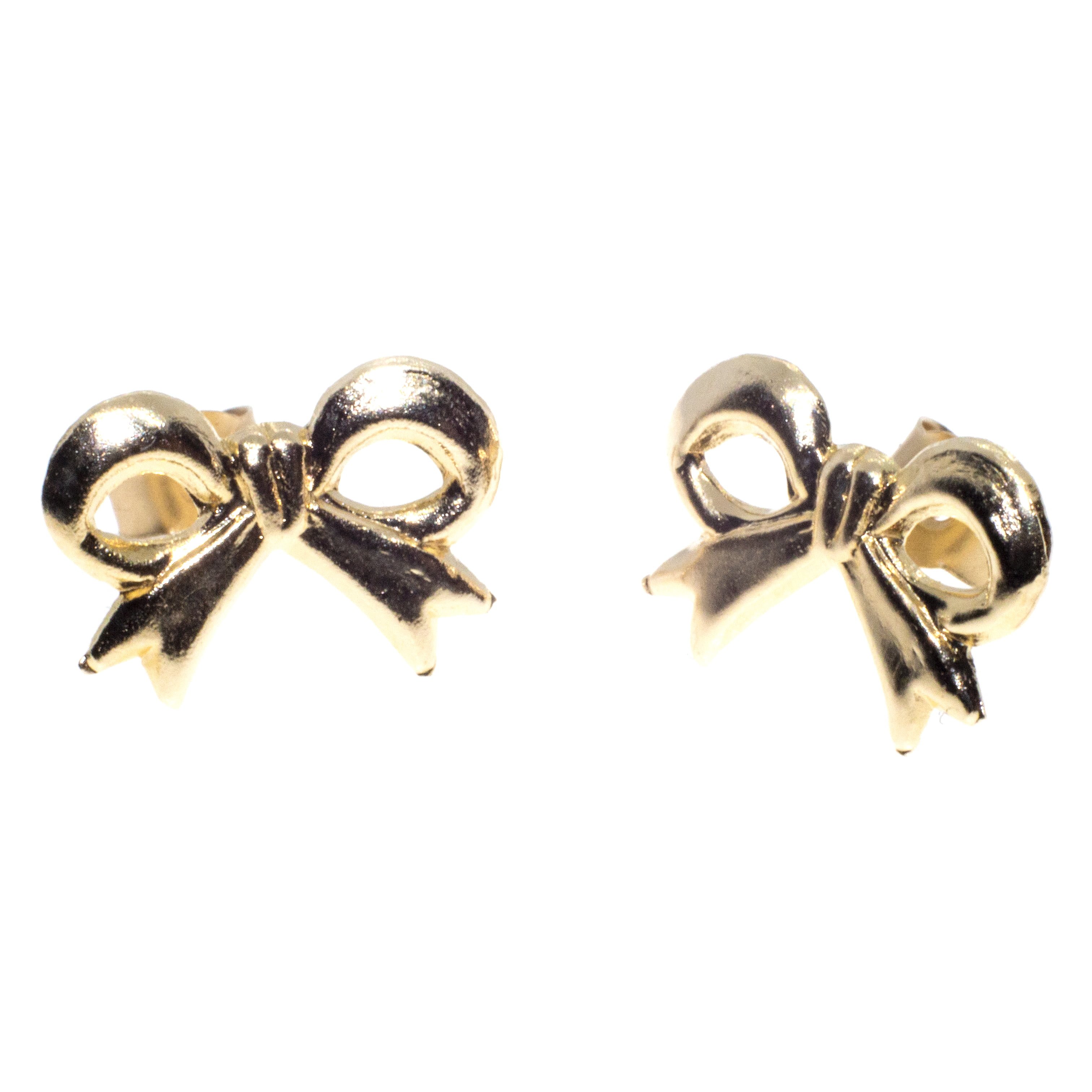 Ribbon bow stud earrings in 9ct yellow gold Arran View