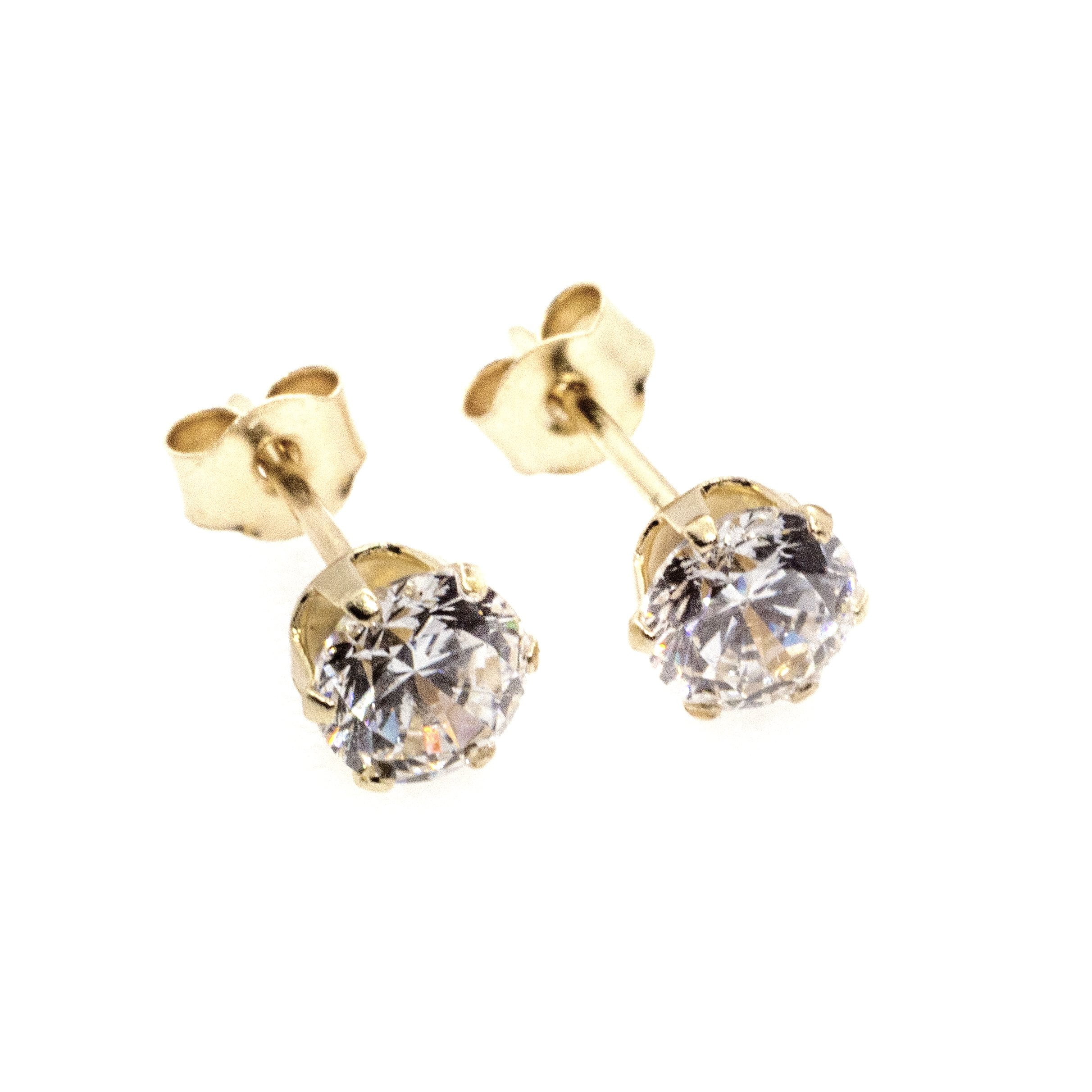3 mm clear CZ stud earrings in 9ct yellow gold Arran View