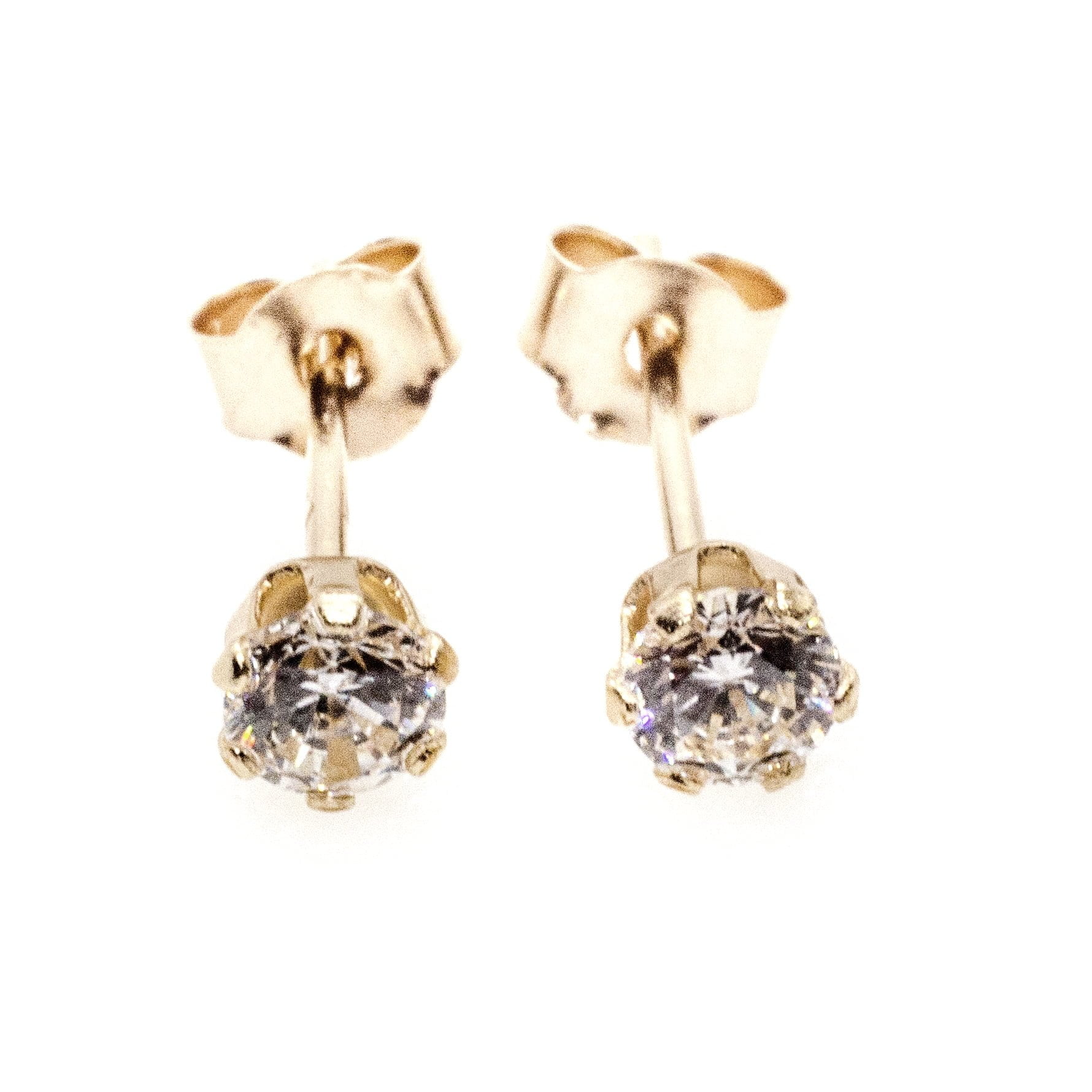 4 mm clear CZ stud earrings in 9ct yellow gold Arran View