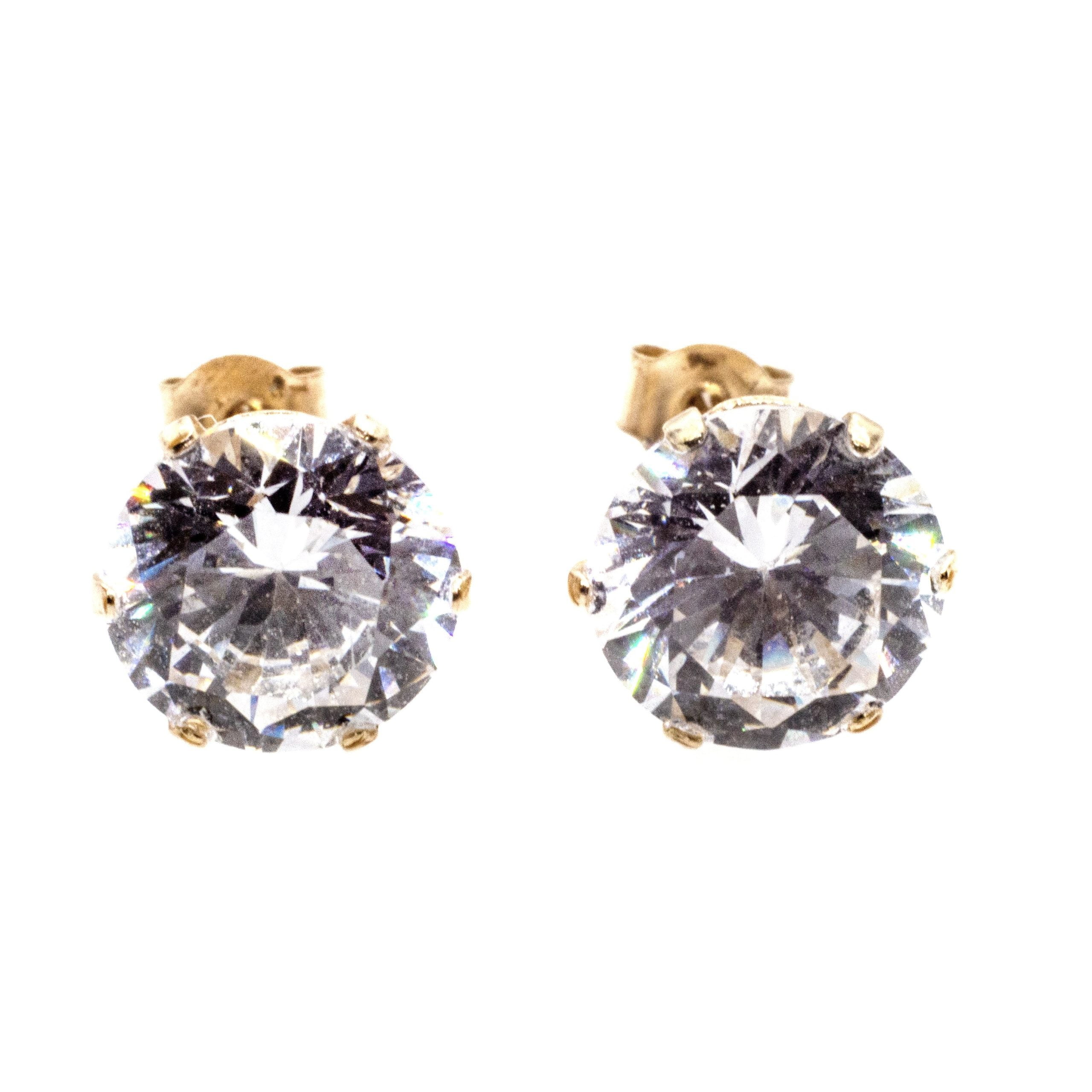 7 mm clear CZ stud earrings in 9ct yellow gold Arran View