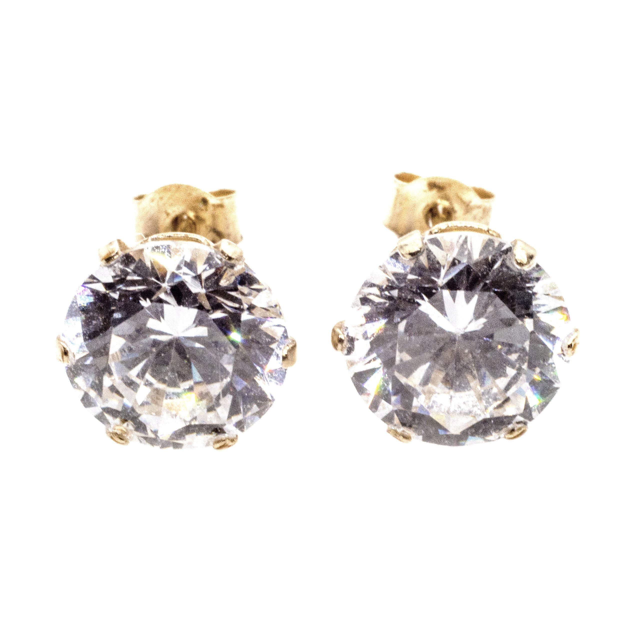7 mm clear CZ stud earrings in 9ct yellow gold Arran View
