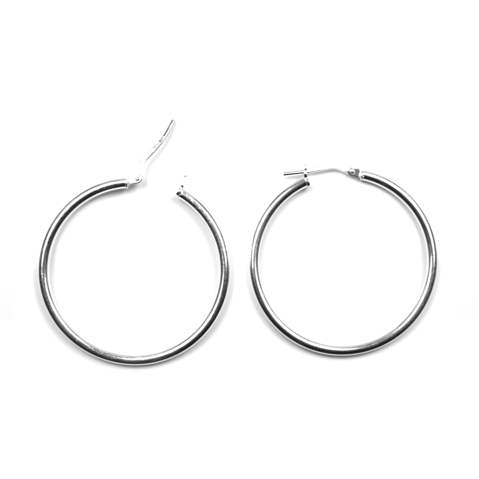 34 mm French locking hinged hoop earring in sterling silver