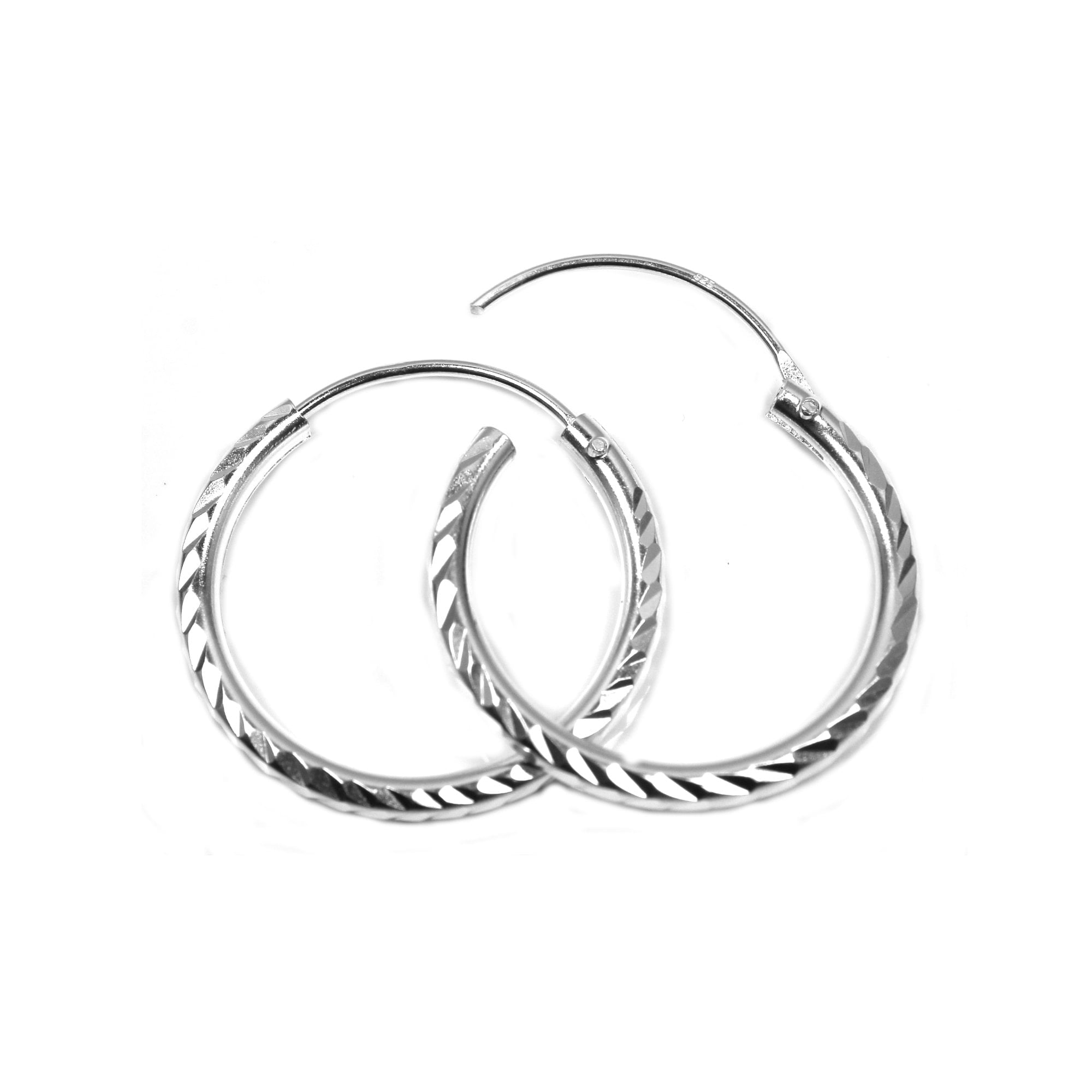 20mm diamond cut silver hoop earrings heavy weight