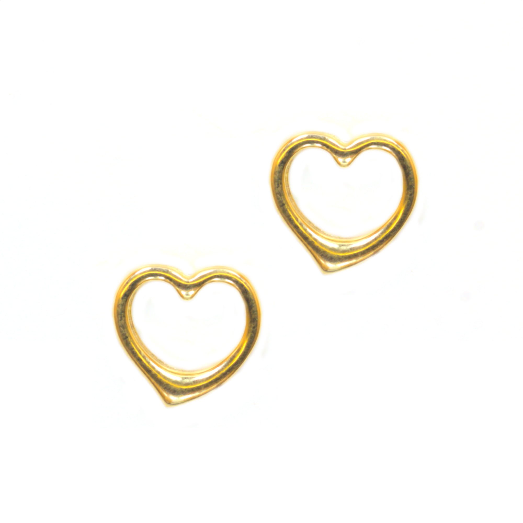 9ct yellow gold open heart stud earrings 9 mm wide Arran View