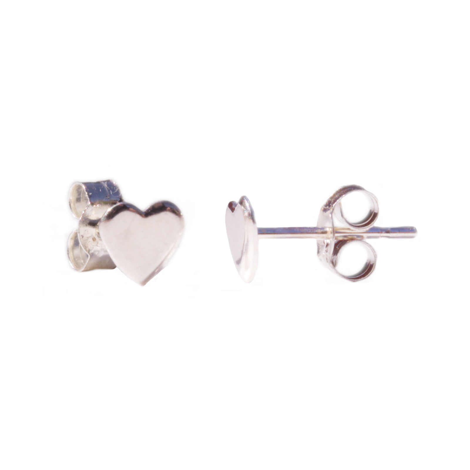 Plain Heart Stud Earrings in 925 Sterling Silver Arran View
